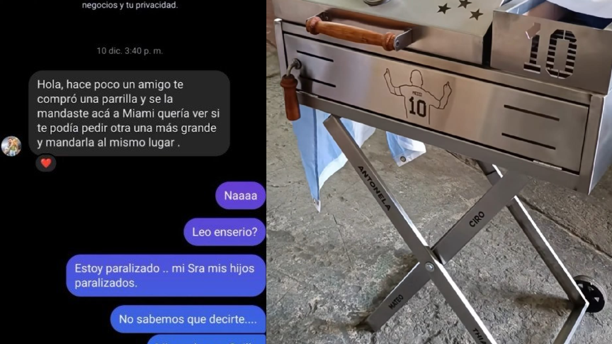 "Hola": un emprendimiento argentino recibió el pedido de Messi y nació "La Parrilla del Capitán"