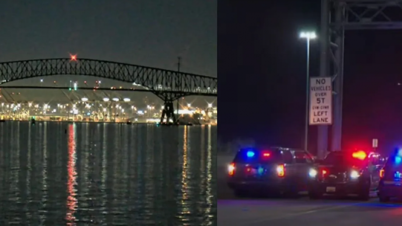 Un buque carguero chocó un puente: Buscan a sobrevivientes en el agua