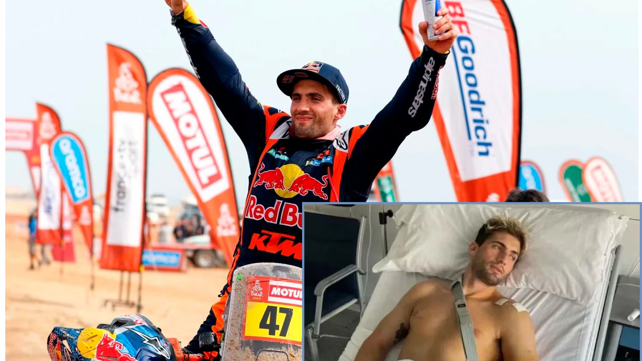 El bicampeón del Dakar, Kevin Benavides sufrió un grave accidente