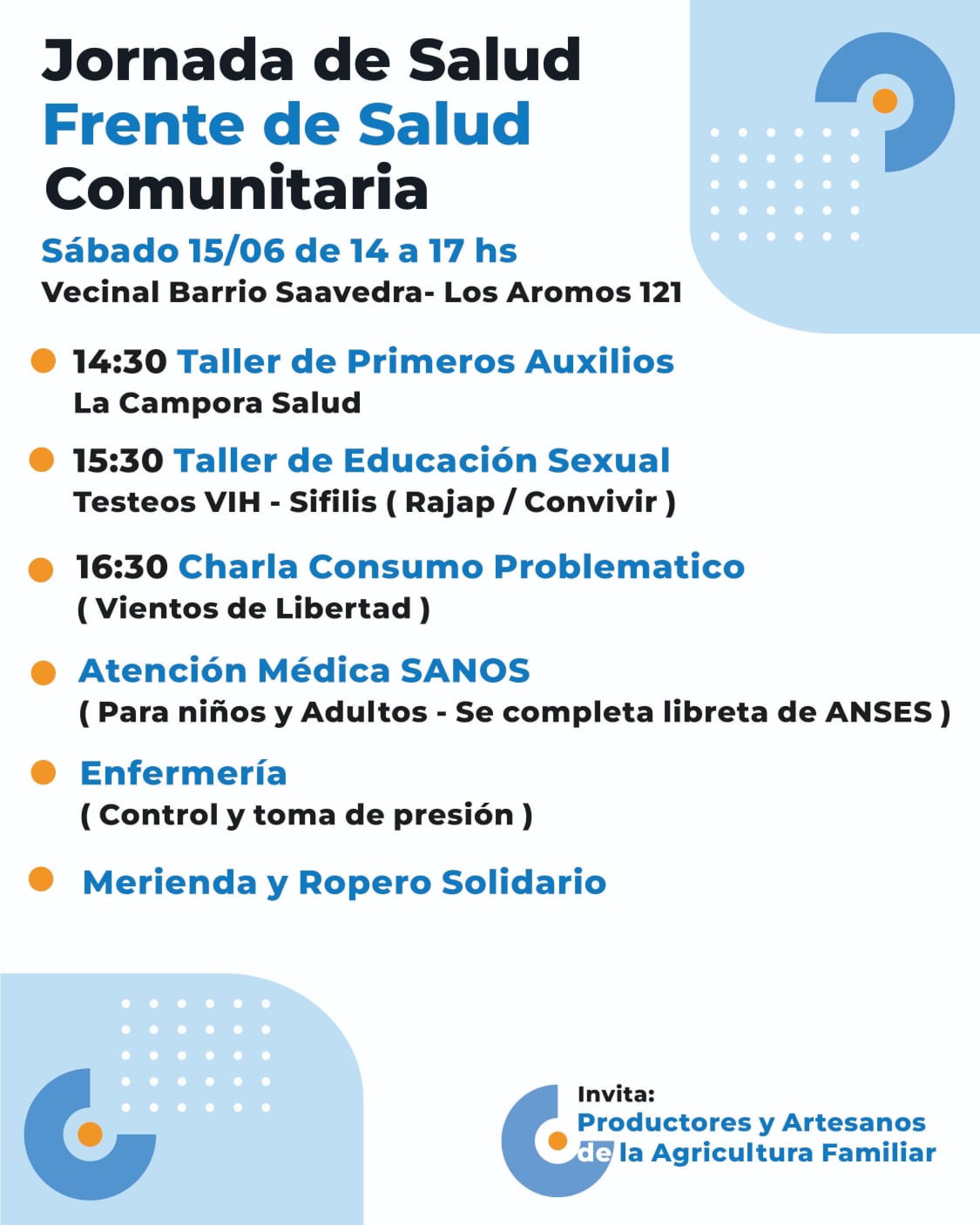 Este sábado hay Jornada de Salud en la Vecinal del barrio Saavedra