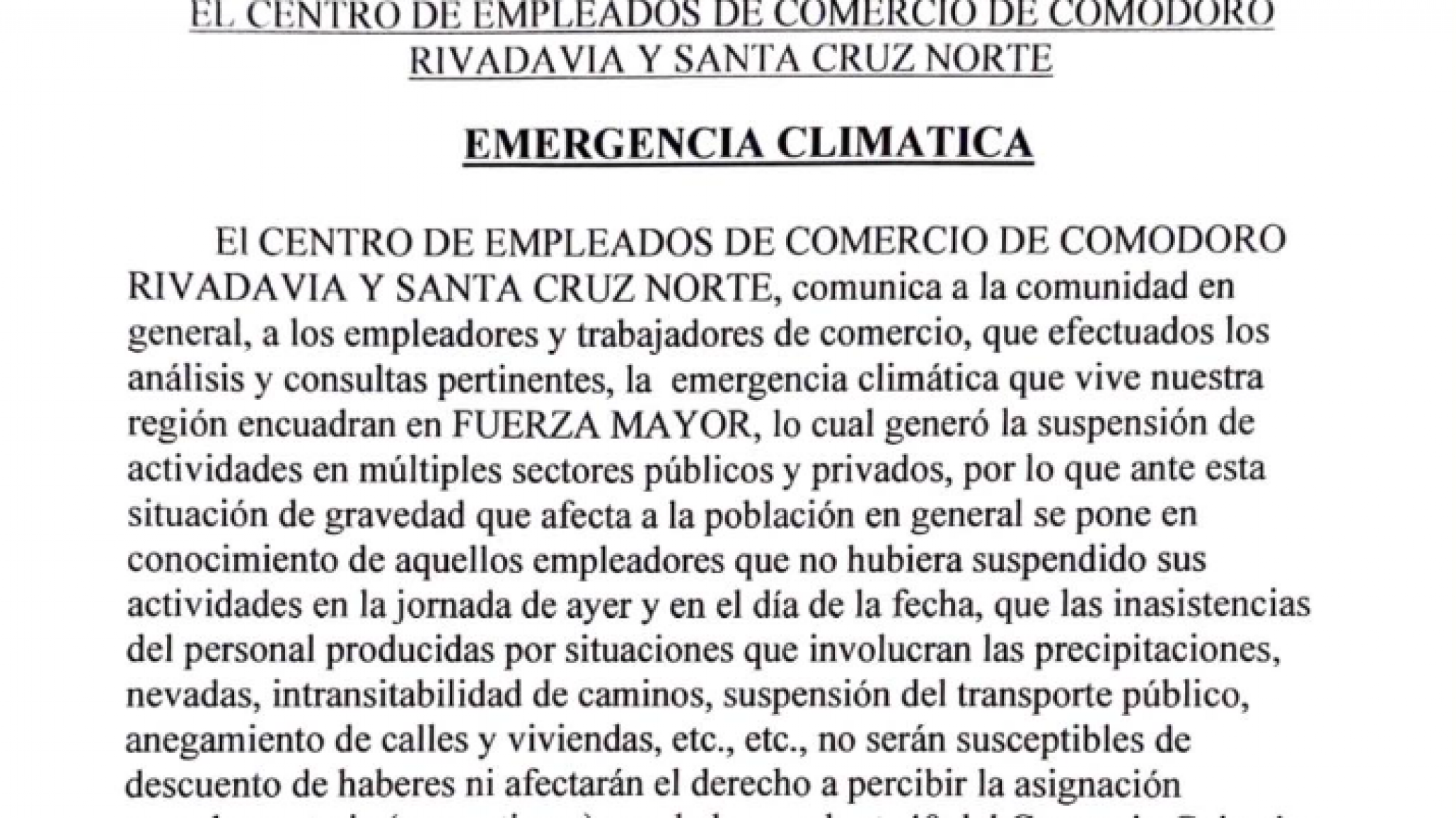 Los empleados de comercio afectados tienen justificada la ausencia al trabajo