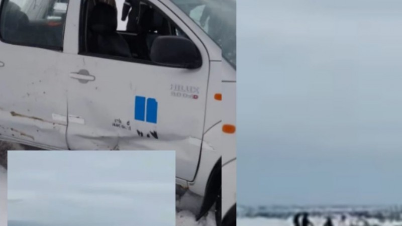 Por la nieve volcó una camioneta de Vialidad Nacional en la Ruta 3