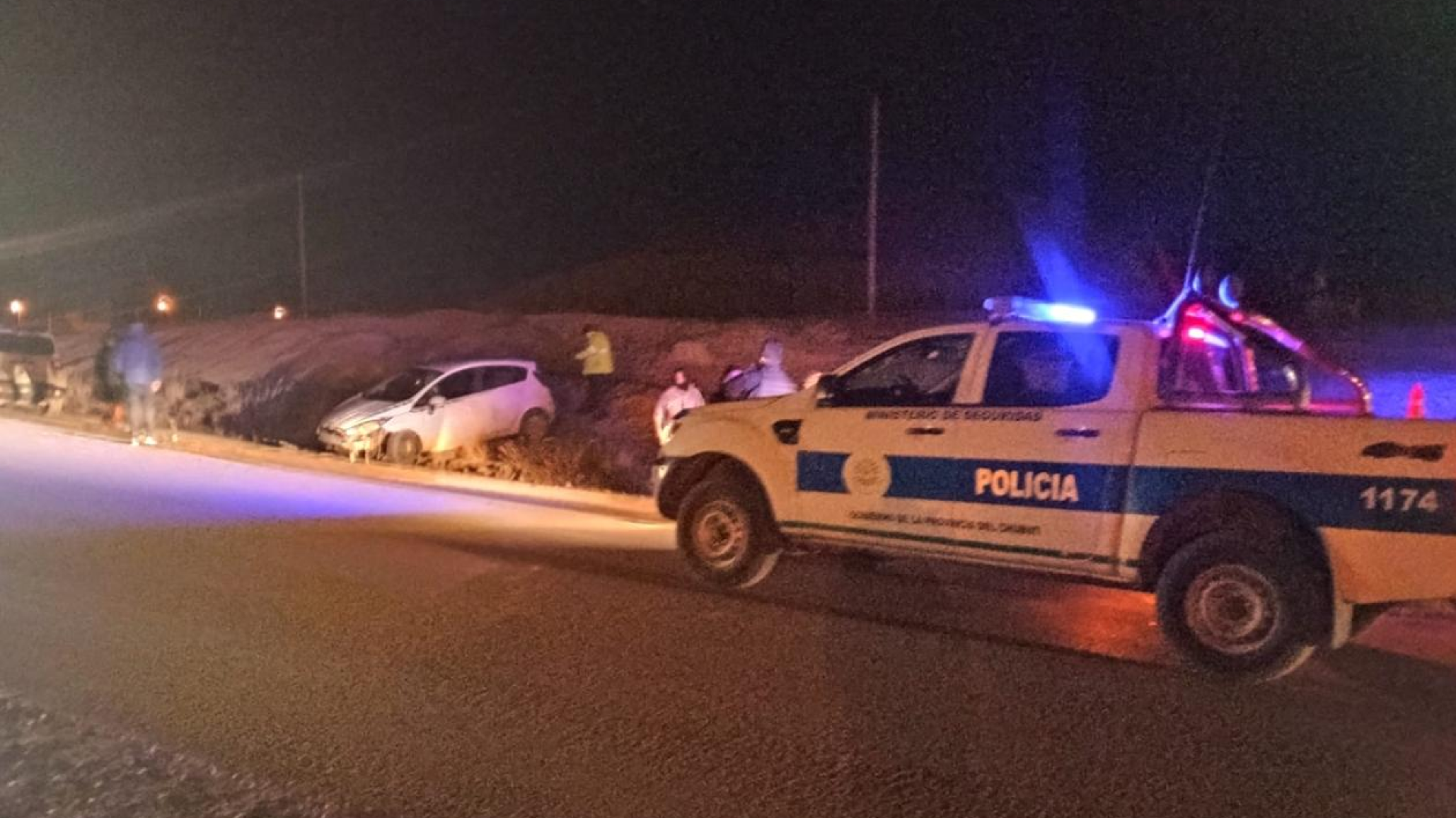 Vuelco vehicular en Ruta N°3: perdió el control tras cruzarse con unos perros