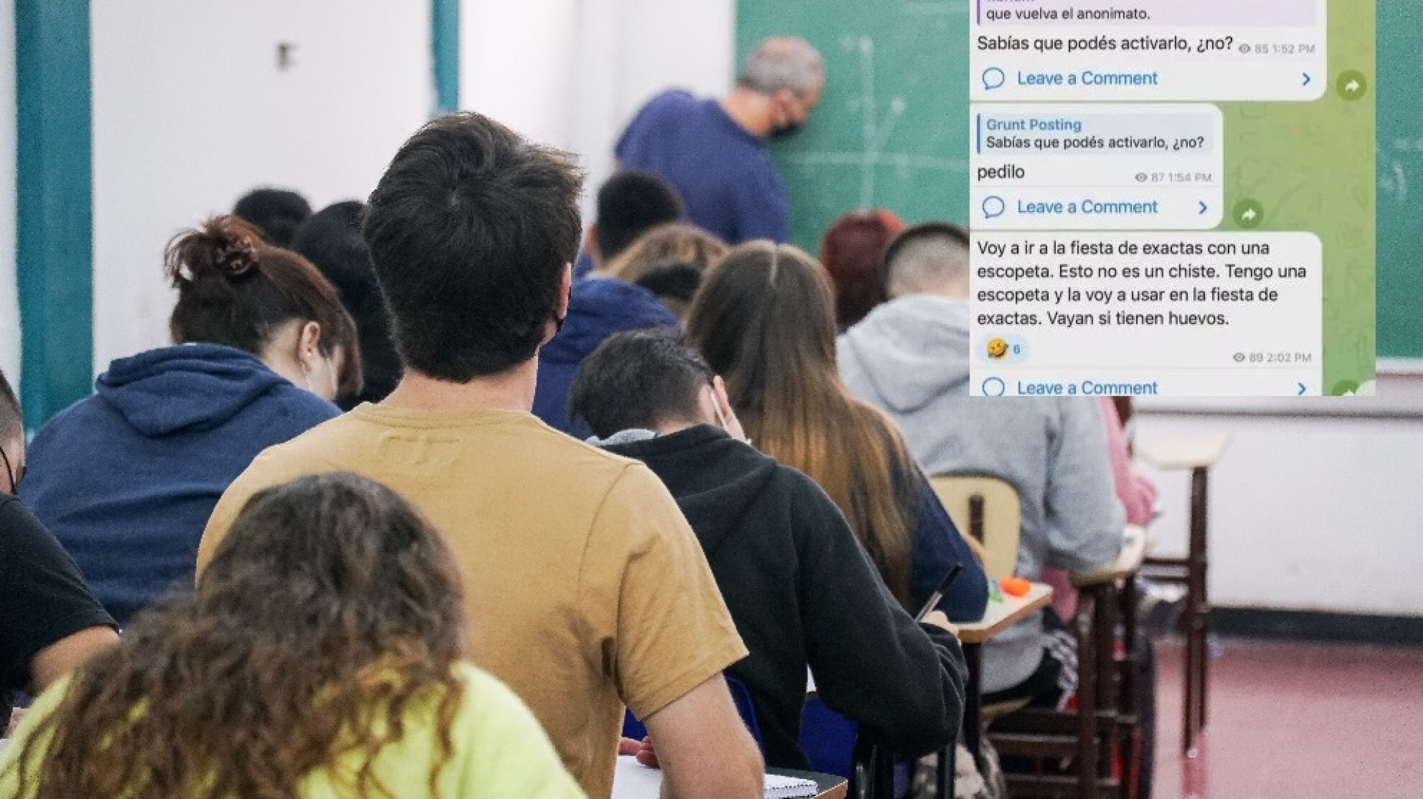 Un estudiante amenazó de muerte a sus compañeros: "Vayan si tienen huevos"