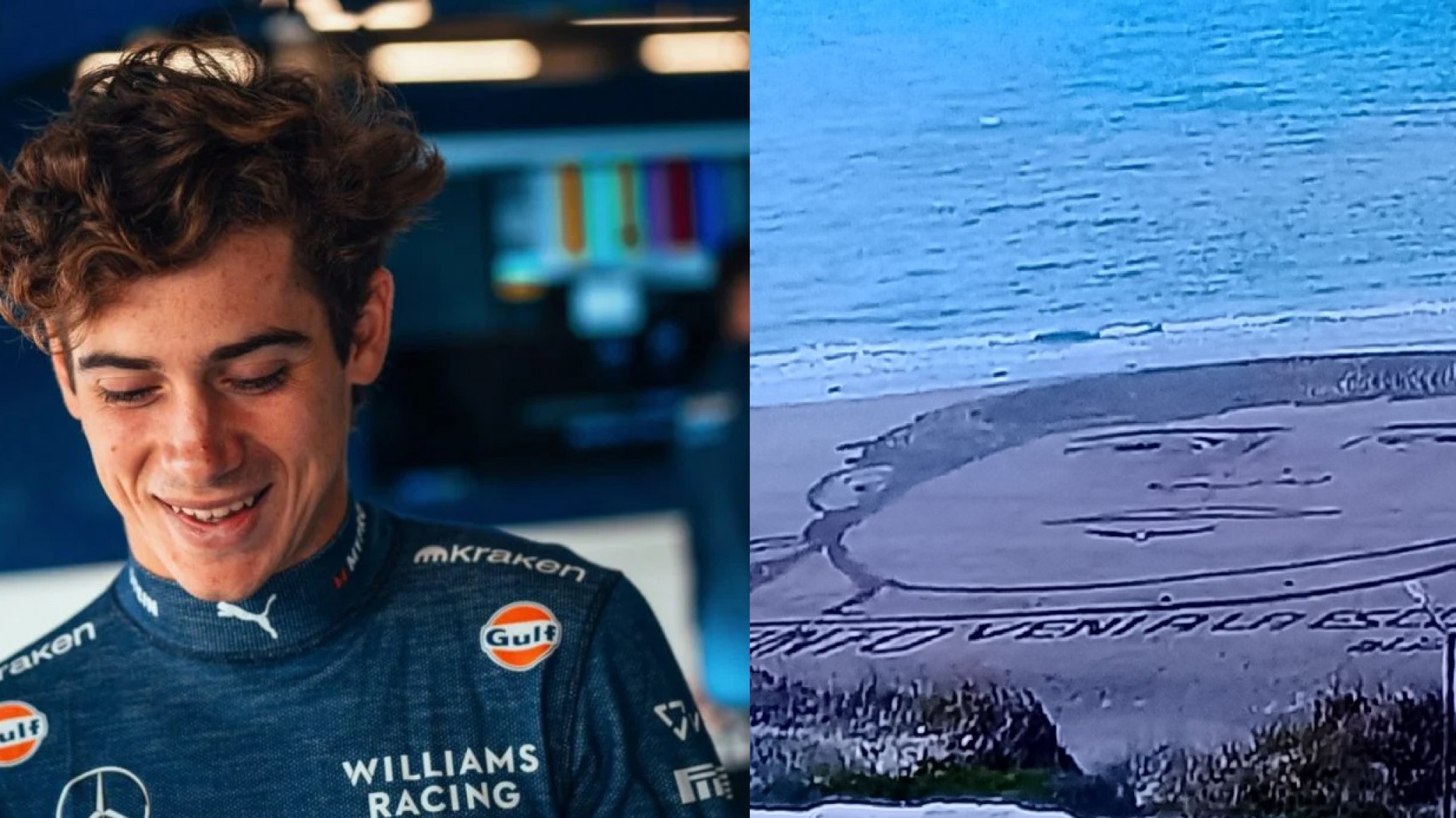 Sorprendieron a Colapinto con un homenaje en Las Grutas: "Que no venga una ola"