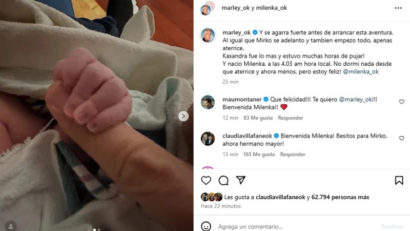 Nació Milenka, la hija de Marley