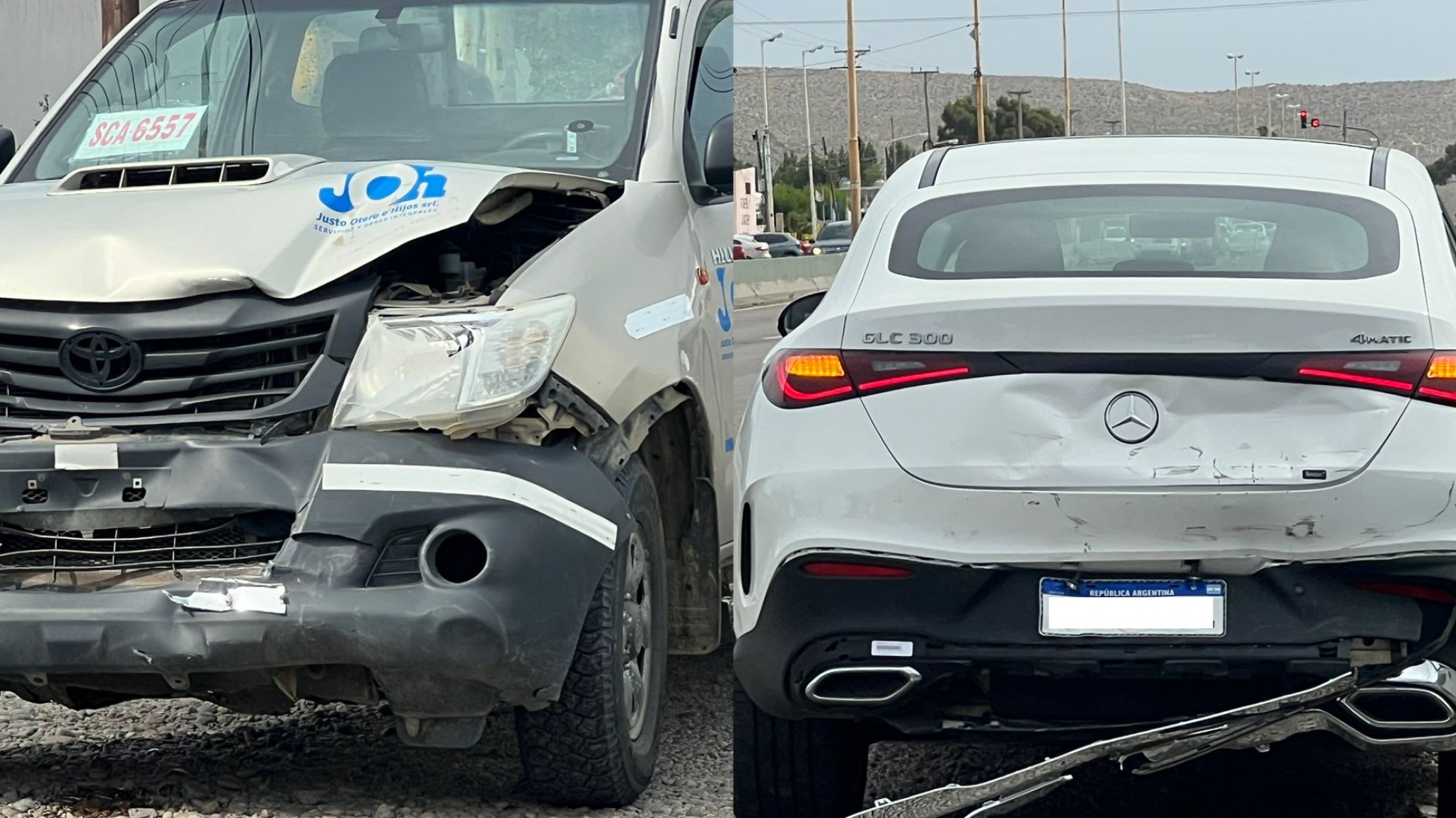 Accidente en Av. Yrigoyen: Colisión entre una camioneta y un Mercedes Benz