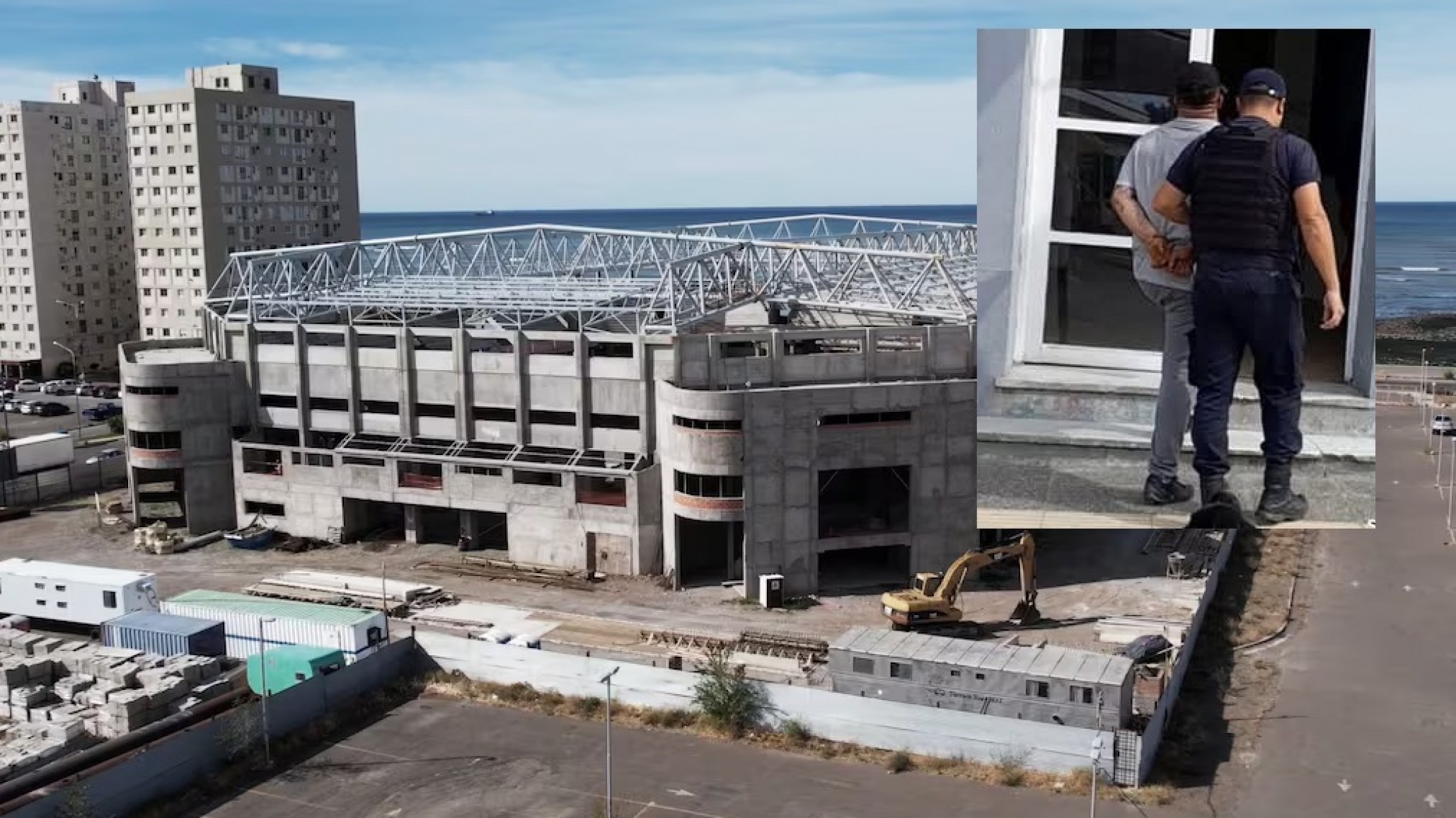 Los sorprendieron robando en la obra del Estadio Centenario: un detenido