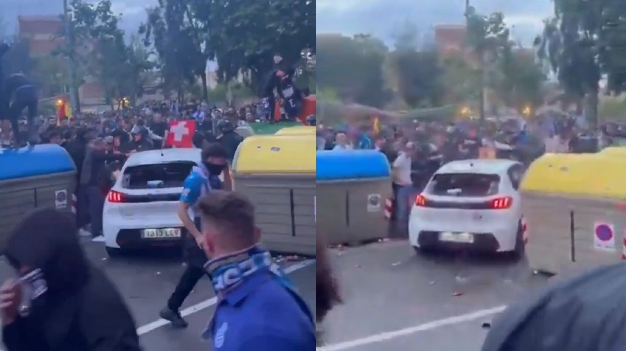 Un auto atropelló a una multitud de fanáticos del Espanyol afuera del estadio: 13 heridos