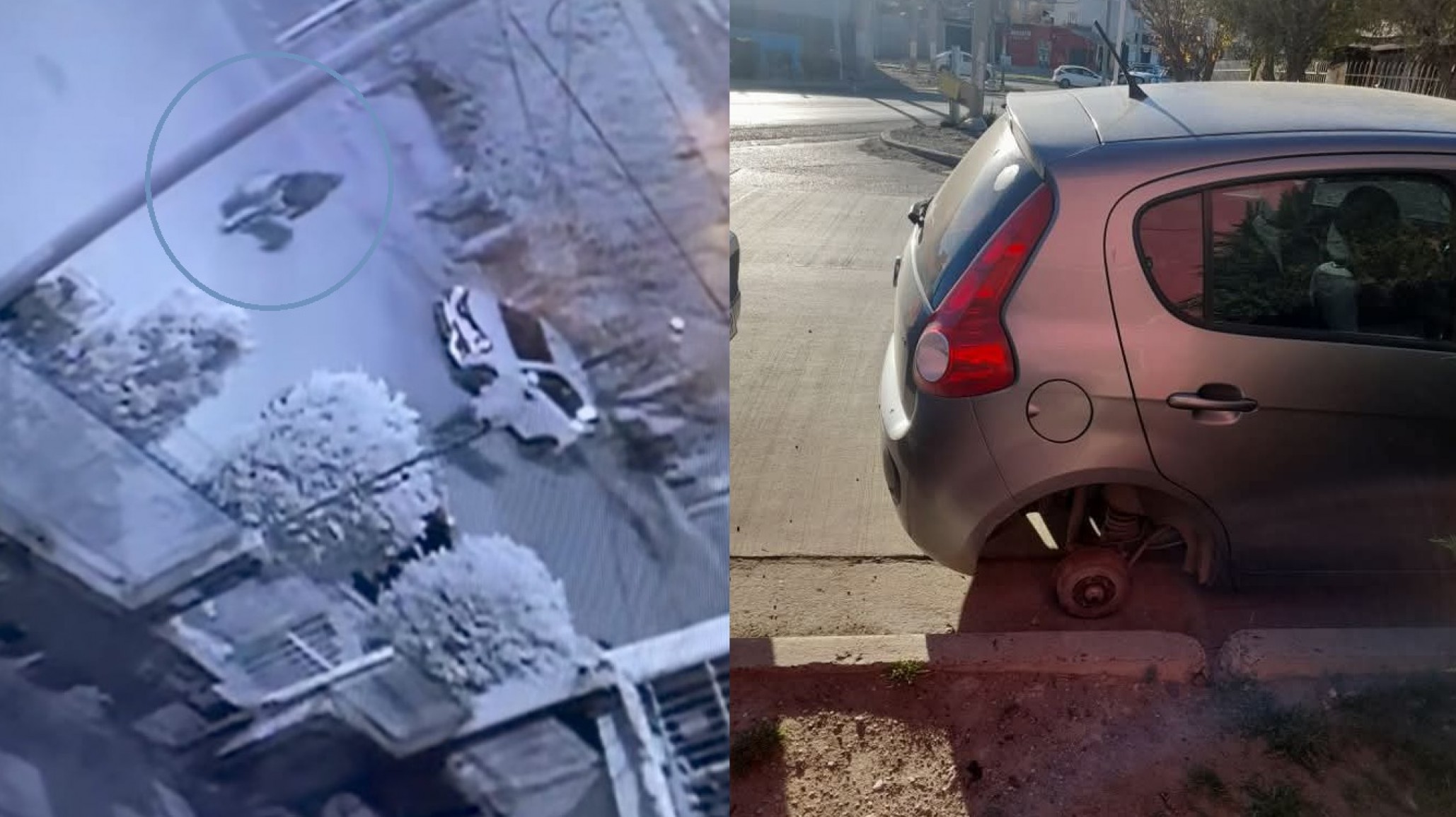 Comodoro: Le robaron la rueda del auto y quedó registrado en cámaras de seguridad