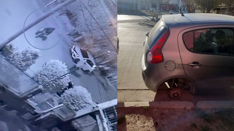 Comodoro: Le robaron la rueda del auto y quedó registrado en cámaras de seguridad