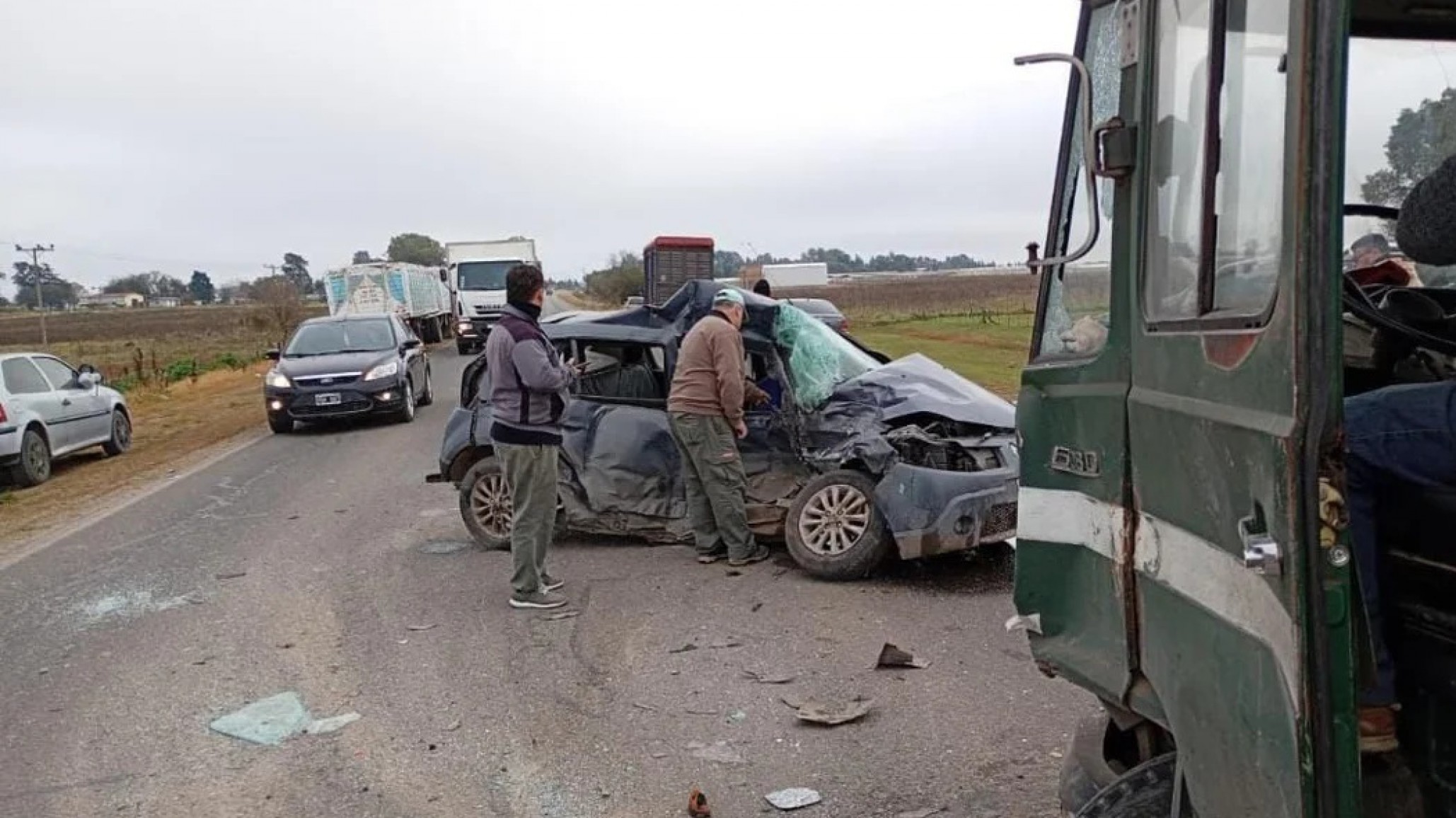 Tragedia accidente en Ruta 36: un joven murió en un choque frontal