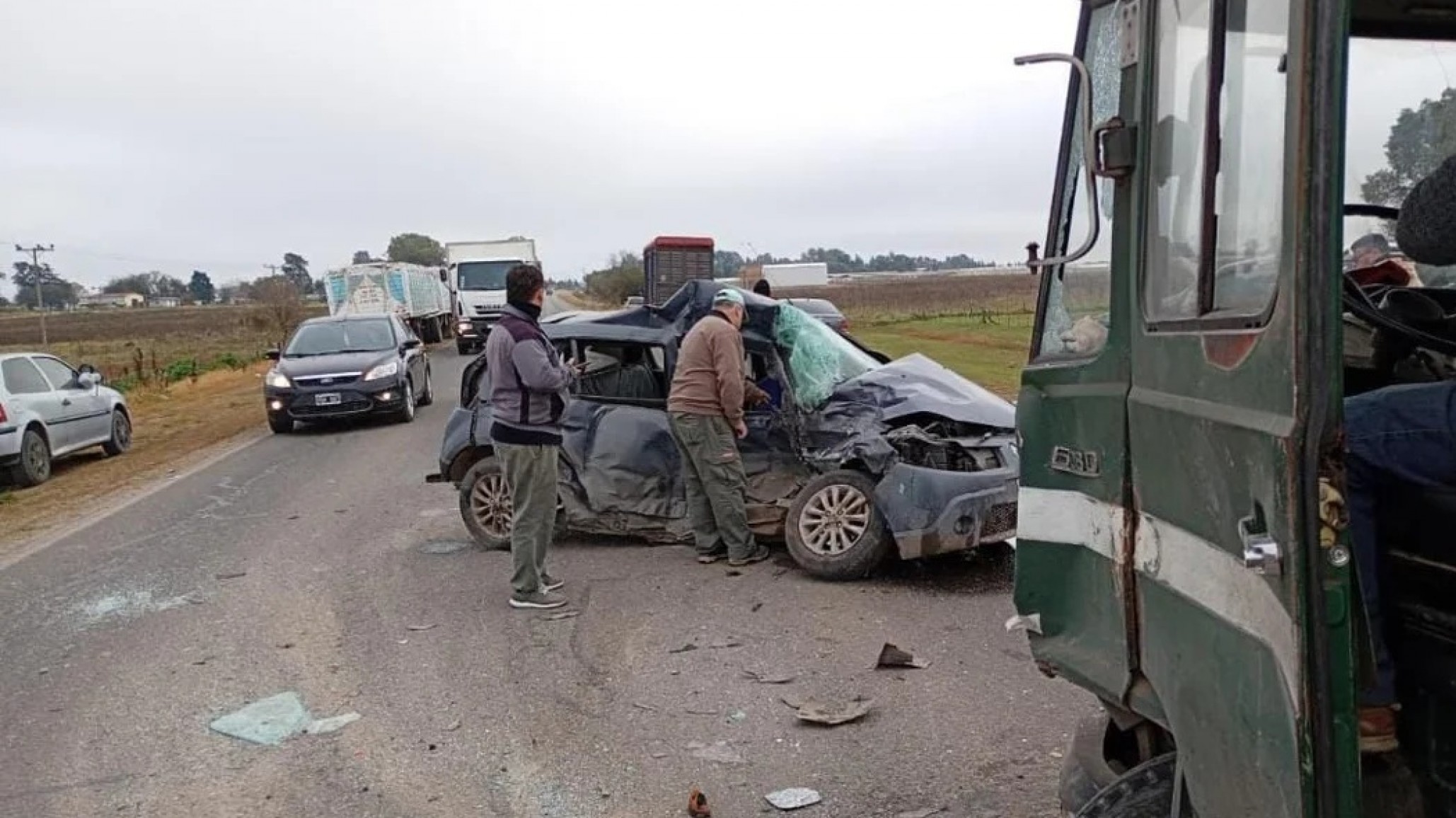 Tragedia accidente en Ruta 36: un joven murió en un choque frontal