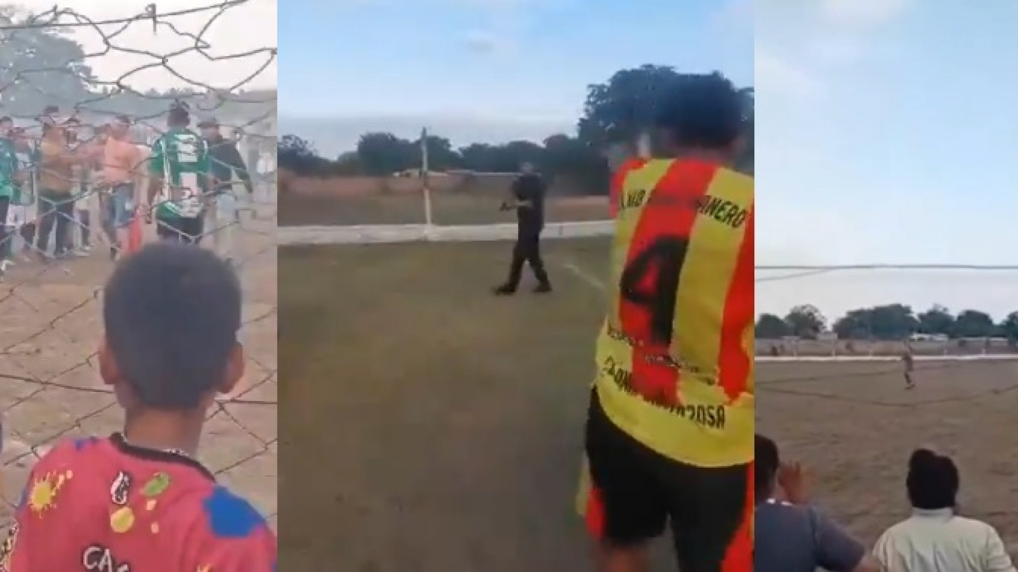 Se enfrentaron jugadores e hinchas y un policía desenfundó su arma reglamentaria en pleno partido