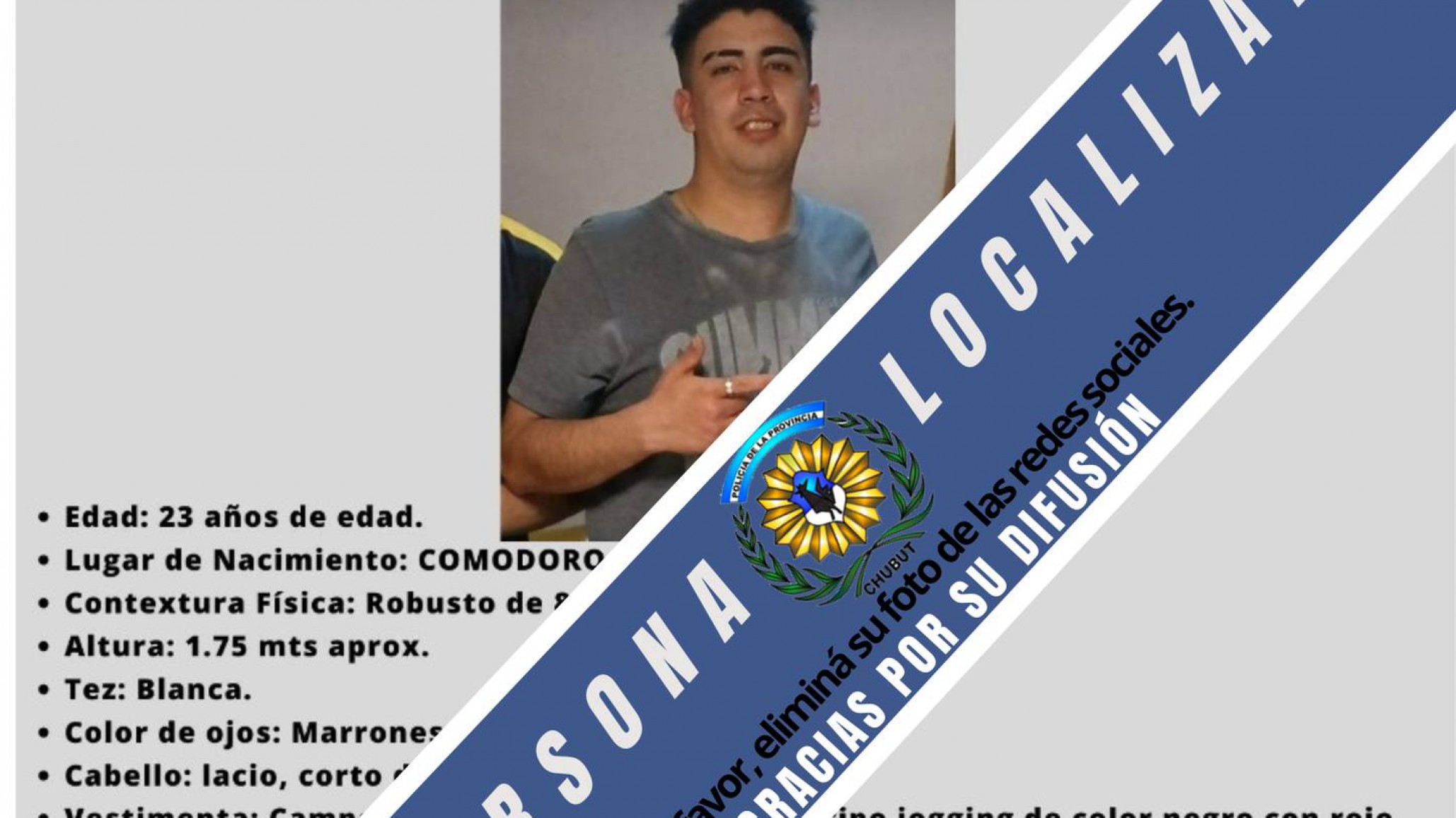 Hallaron al joven desaparecido desde el 16 de octubre