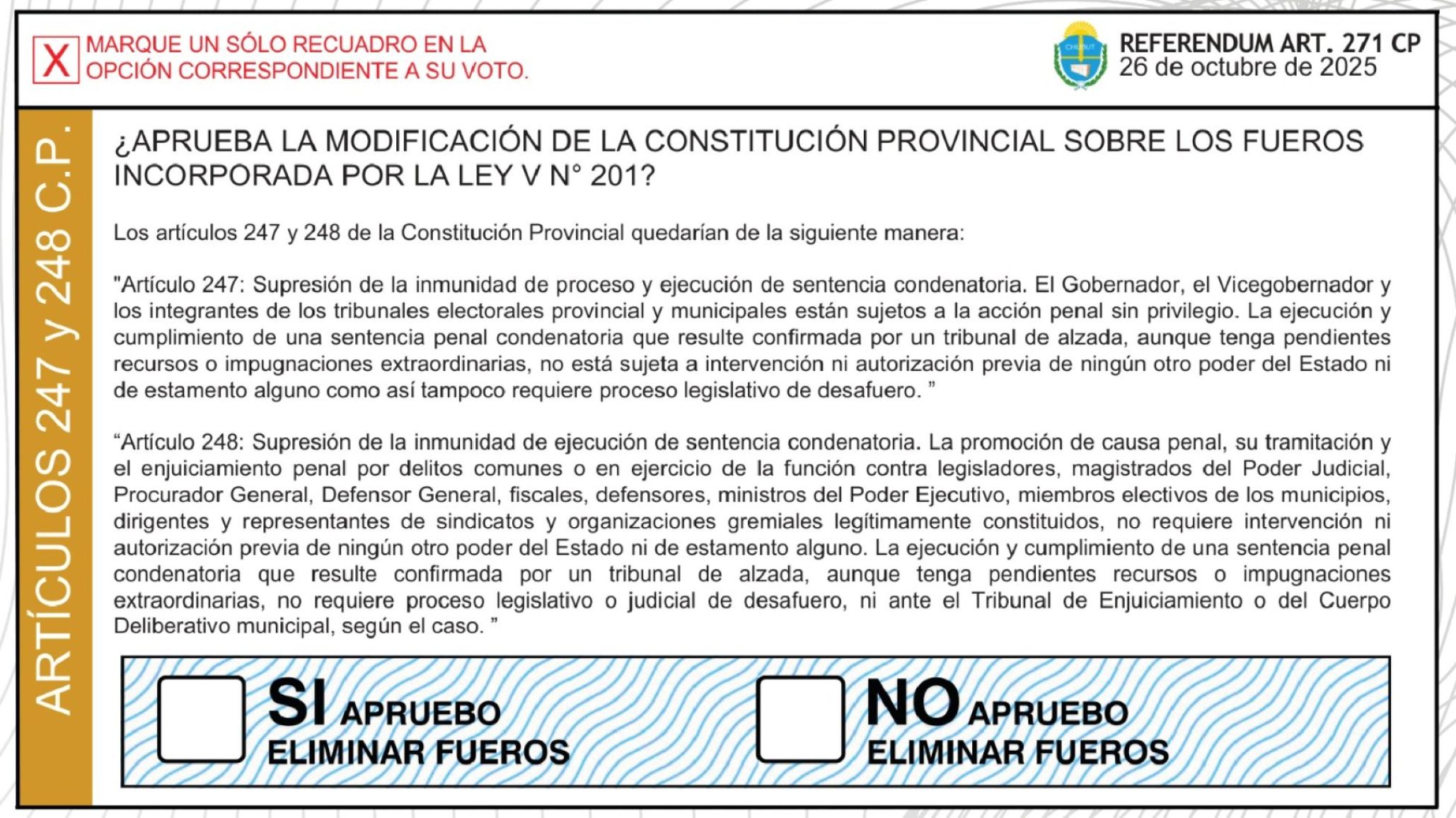 Elecciones 2025: Chubut elige dos diputados nacionales y vota el referéndum por los fueros