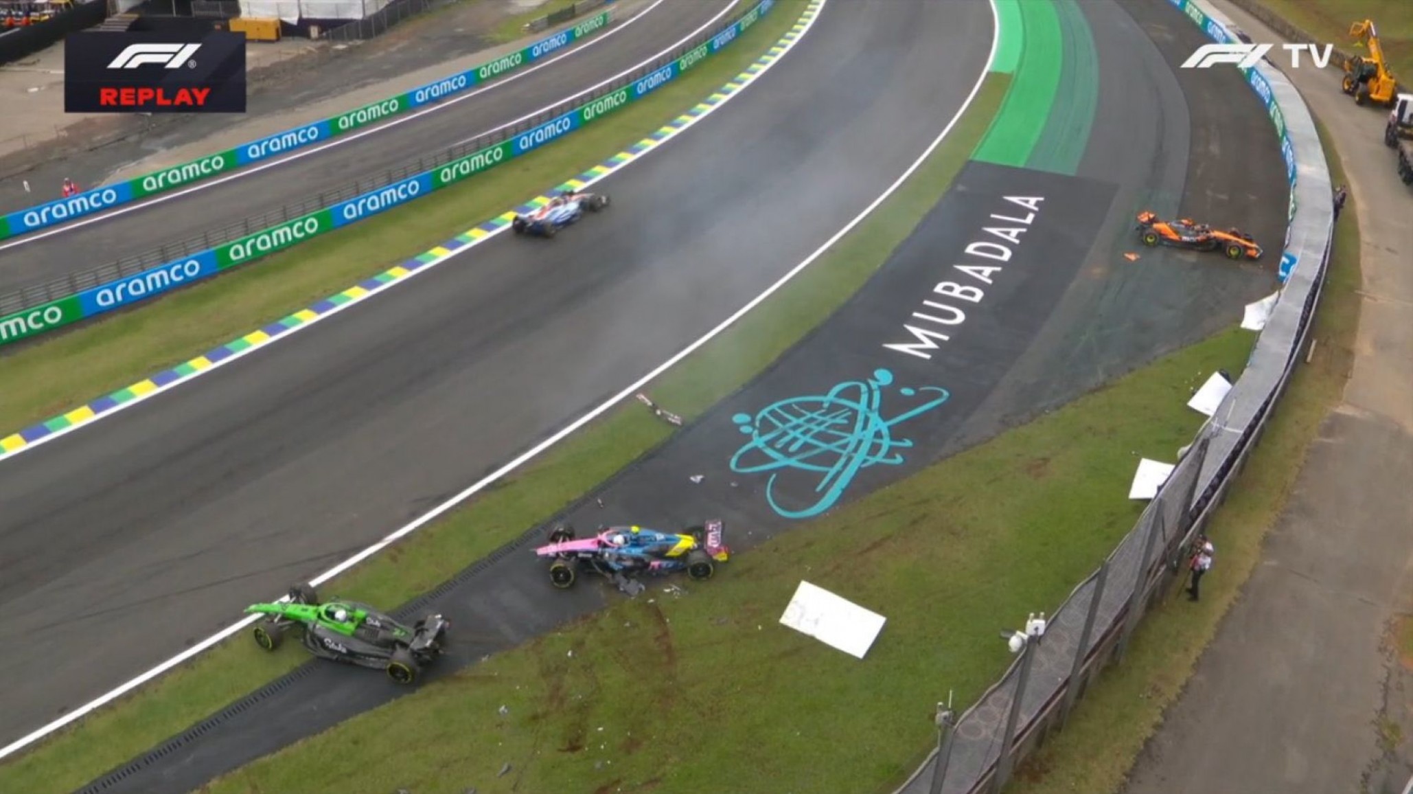 Sprint del GP de Brasil: en una curva peligrosa, Colapinto, Piastri y Hulkenberg se accidentaron