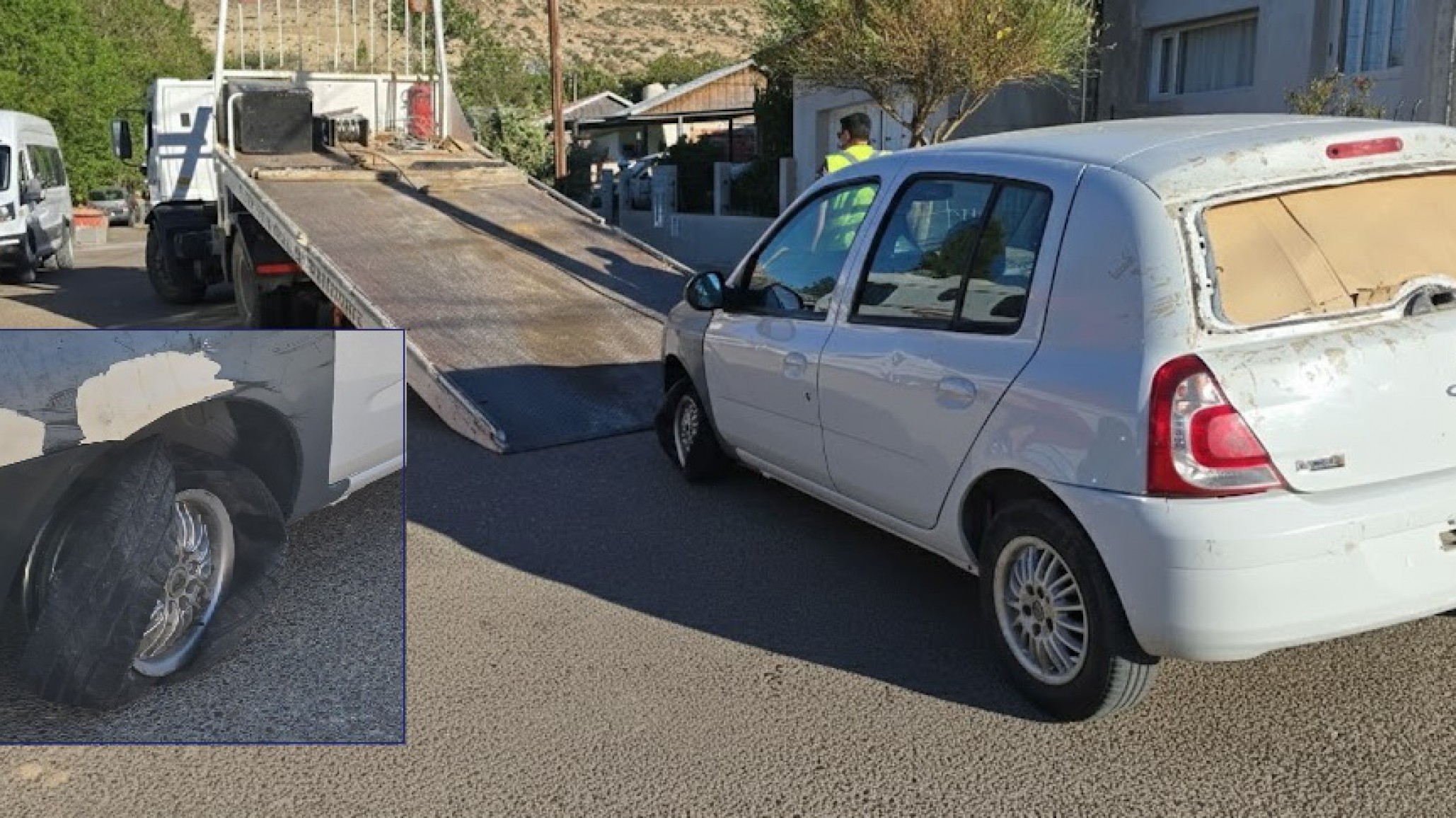 Comodoro: Llamó la atención por circular con la rueda en llanta y descubrieron que era un auto robado