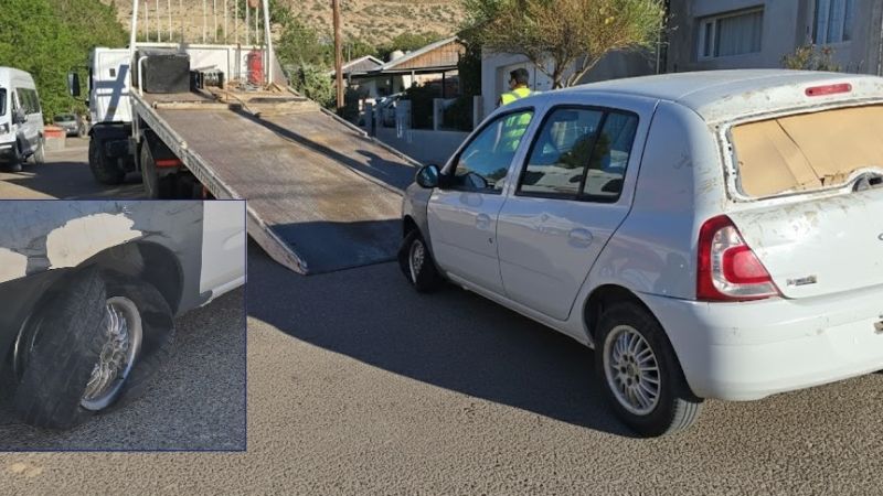 Comodoro: Llamó la atención por circular con la rueda en llanta y descubrieron que era un auto robado