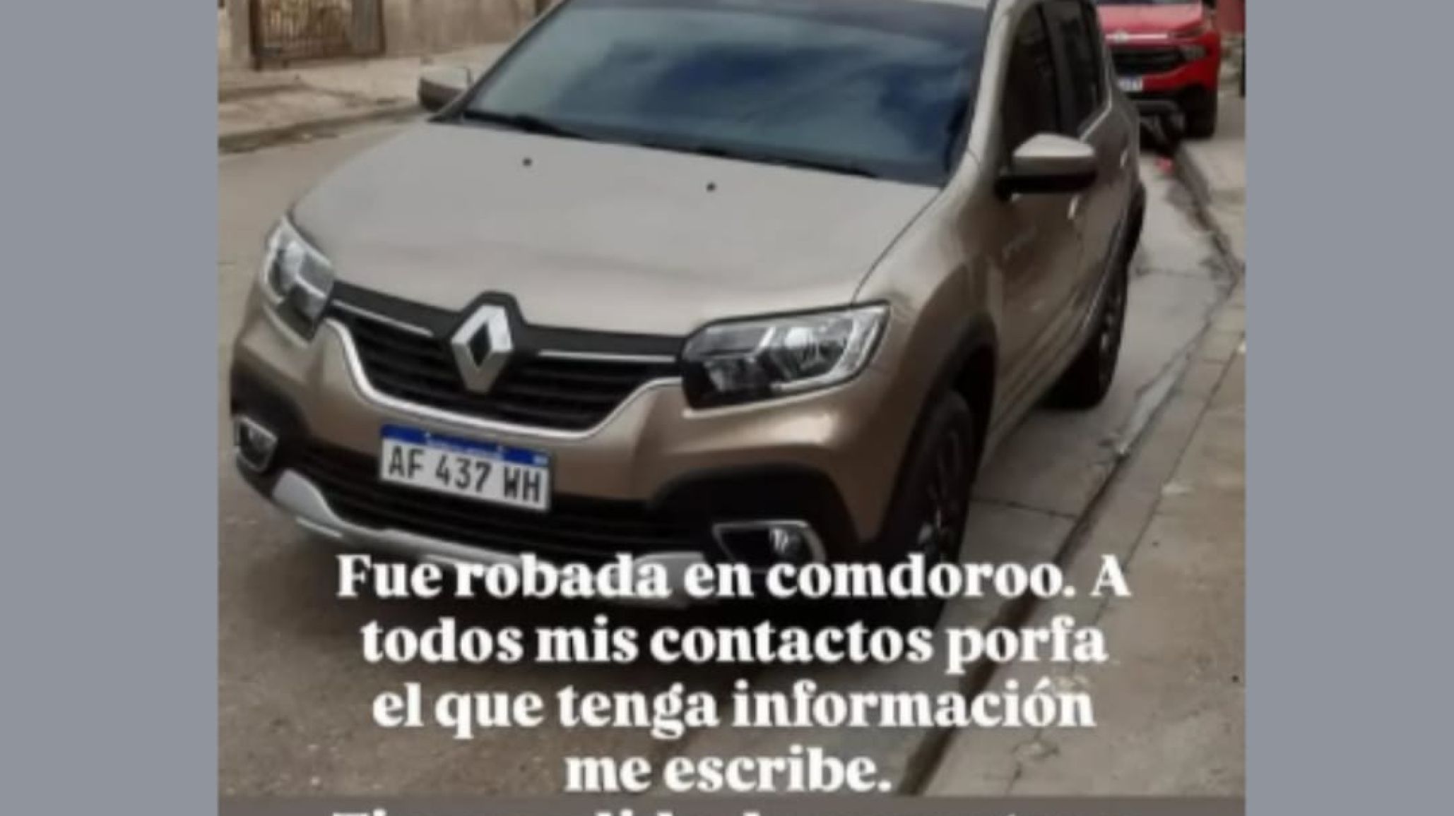 Pide ayuda en redes para encontrar su auto robado en Comodoro
