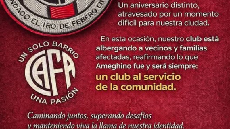 El Club Atlético Florentino Ameghino cumple 107 años: historia, resiliencia y un fuerte compromiso con la comunidad