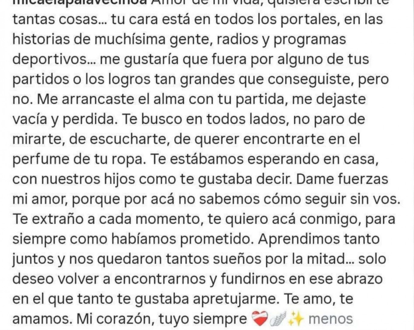 Tras el accidente fatal, la pareja del árbitro compartió una sentida despedida