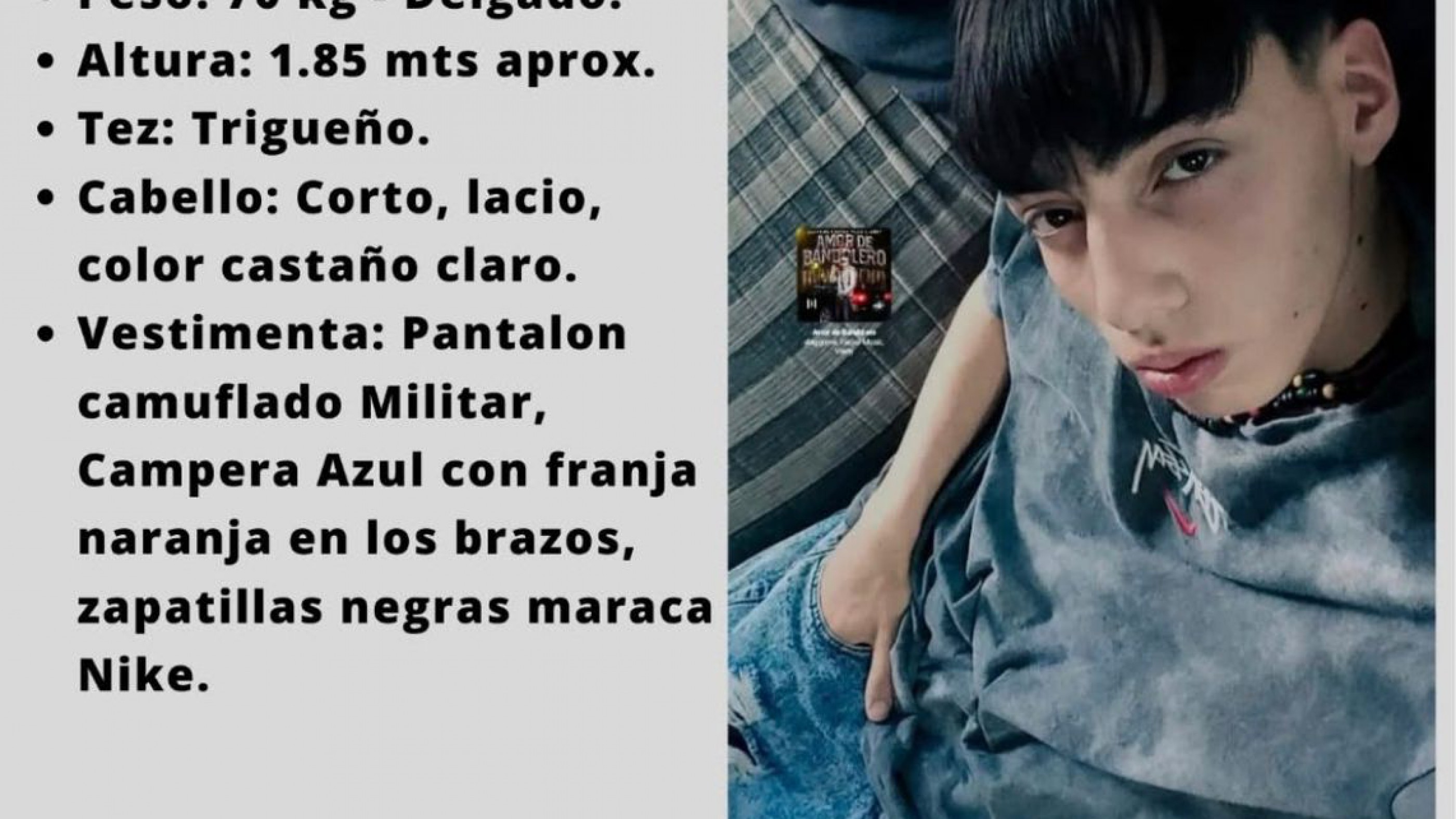 Buscan a un adolescente de 16 años desaparecido en Comodoro Rivadavia