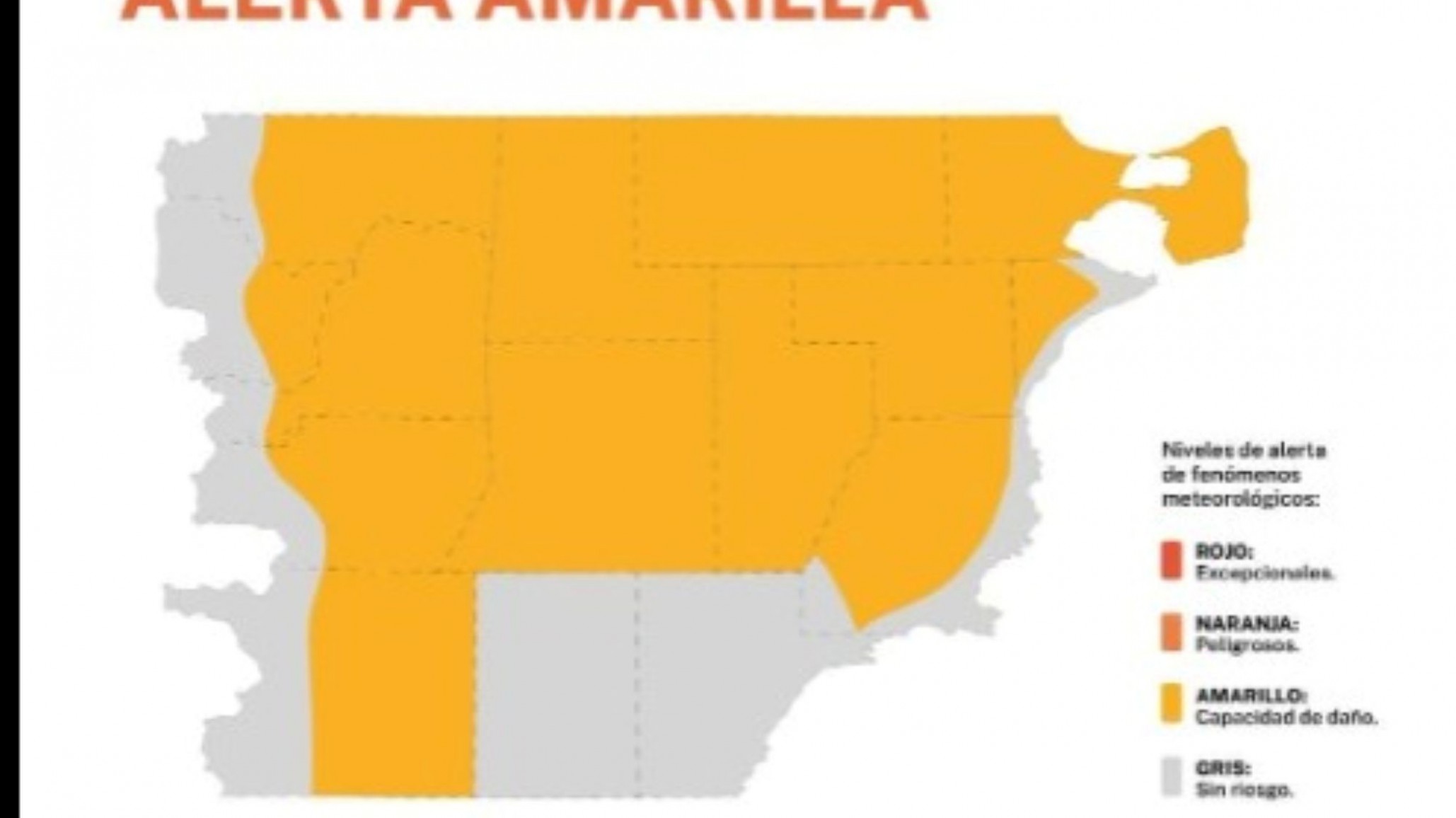 Alerta amarilla por tormentas para gran parte de Chubut este domingo