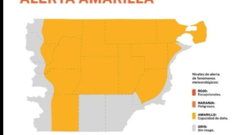 Alerta amarilla por tormentas para gran parte de Chubut este domingo