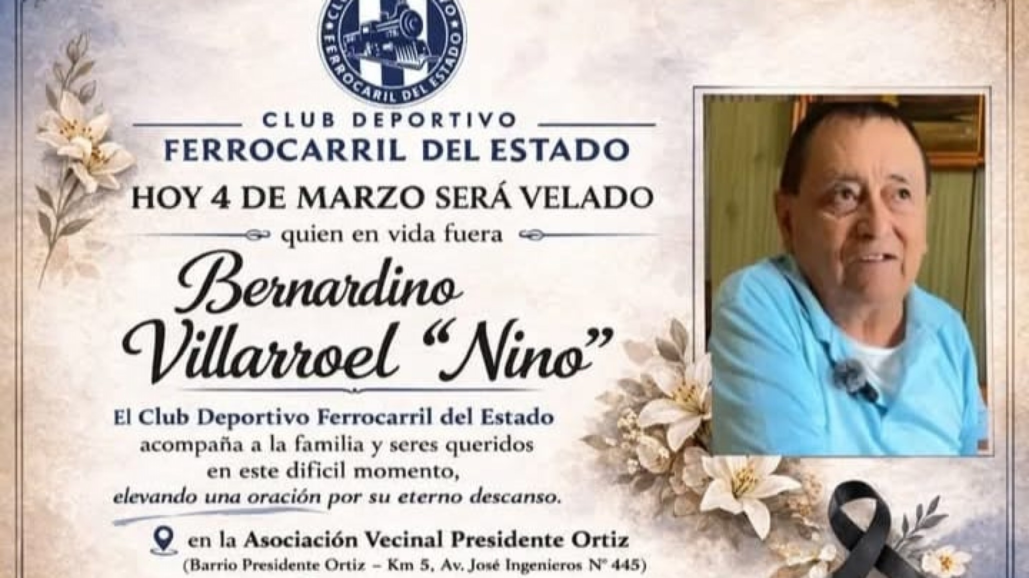 Despiden los restos de Bernardino "Nino" Villarroel