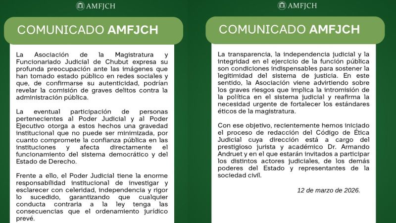Video por presuntas coimas: la AMFJCH advirtió que, si el material es auténtico, podría revelar graves delitos
