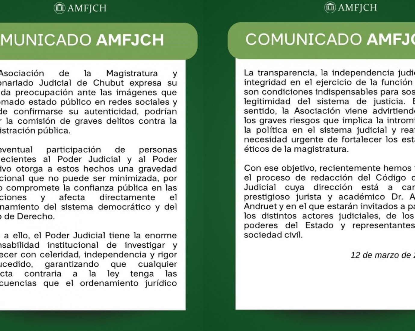 Video por presuntas coimas: la AMFJCH advirtió que, si el material es auténtico, podría revelar graves delitos