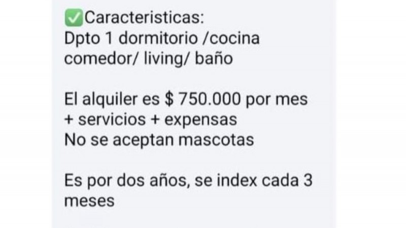 "Sueldo cuatro veces mayor al alquiler": una joven expuso en redes los requisitos para un alquiler en Comodoro
