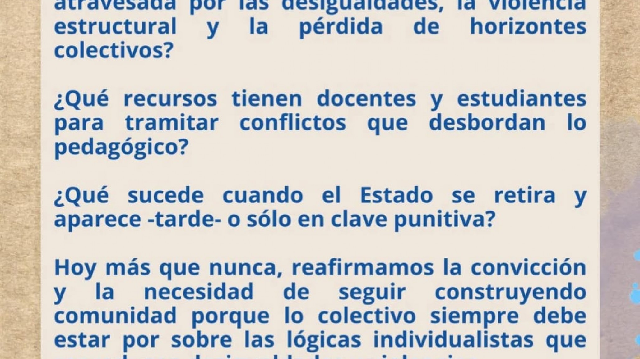 El comunicado del CUP por la tragedia en un colegio de Santa Fe: "nos interpela"