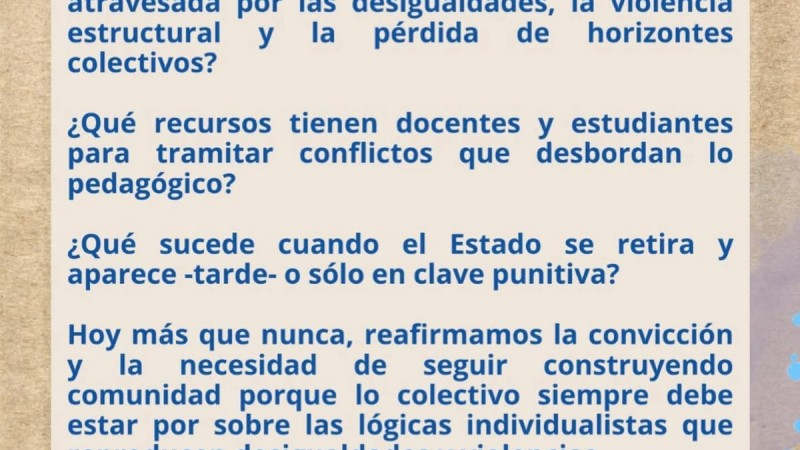 El comunicado del CUP por la tragedia en un colegio de Santa Fe: "nos interpela"