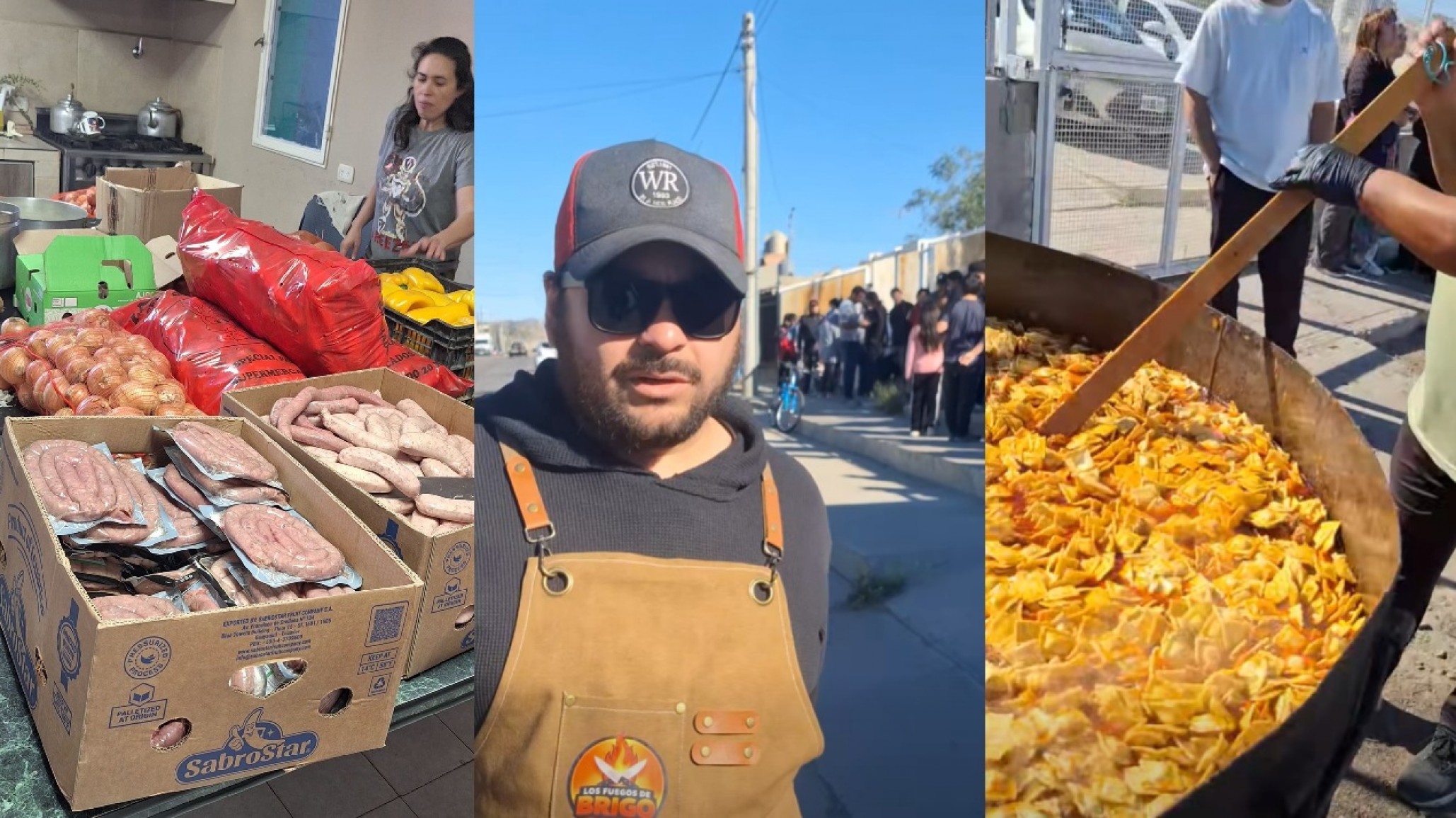 Un influencer comodorense encabezó una multitudinaria olla popular y repartió huevos de Pascua en el Quirno Costa