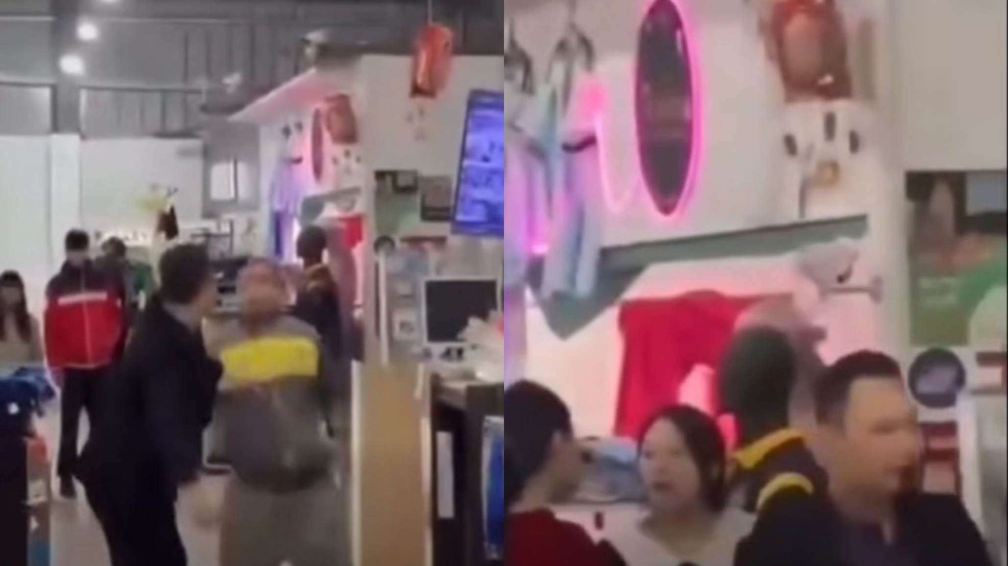 Escándalo en un súper de Caleta: pelea a golpes, un herido y todo quedó grabado
