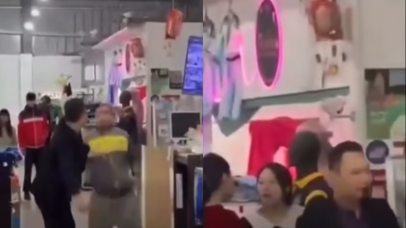 Escándalo en un súper de Caleta: pelea a golpes, un herido y todo quedó grabado