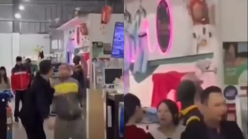 Escándalo en un súper de Caleta: pelea a golpes, un herido y todo quedó grabado