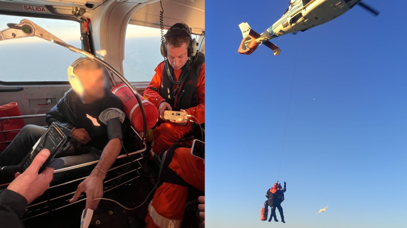 Prefectura evacuó en helicóptero a un marinero: escalofríos, dolores en el pecho y el abdomen