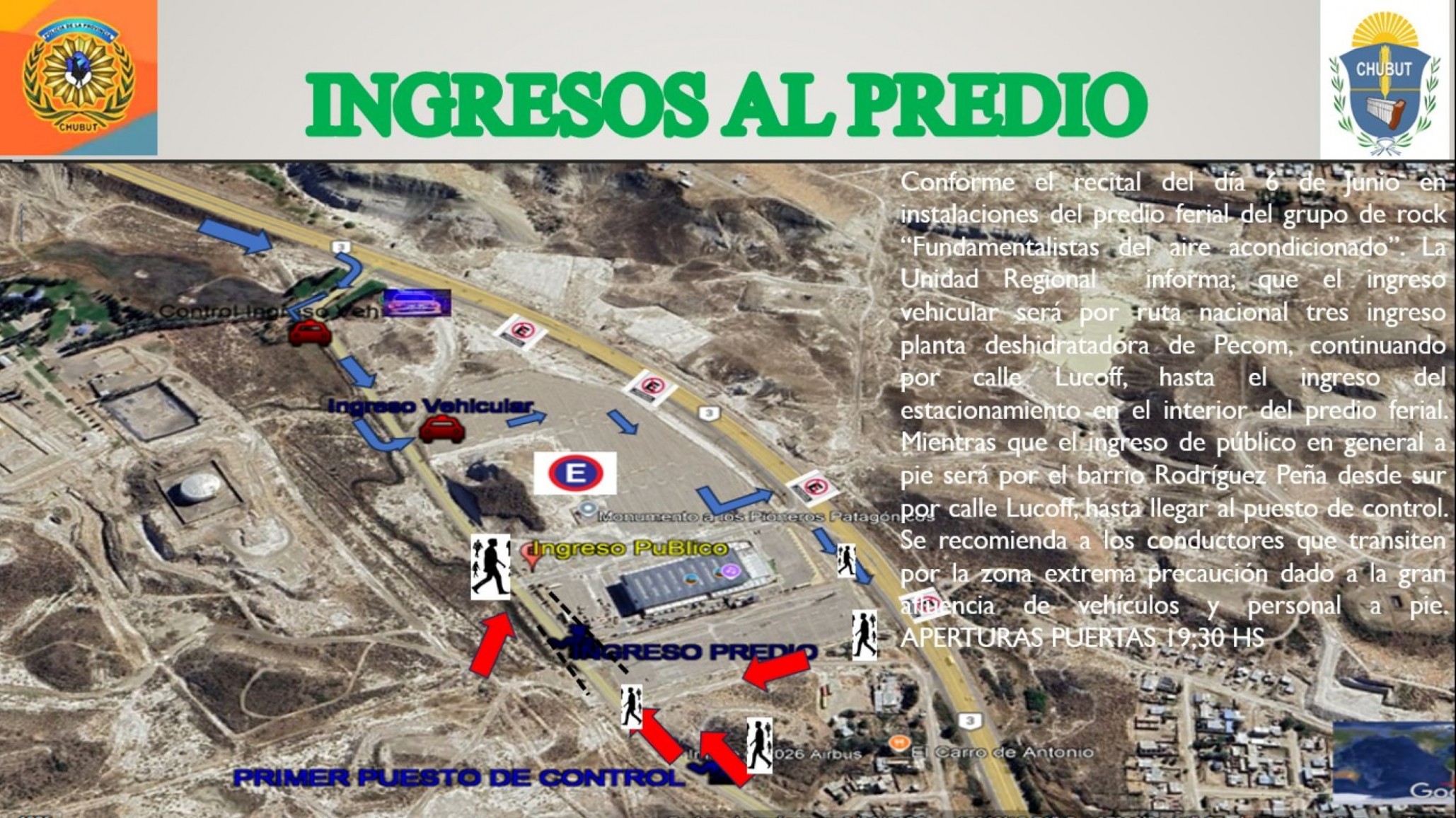 Comodoro Rivadavia: fuerte operativo de seguridad por el recital de Los Fundamentalistas en el predio ferial
