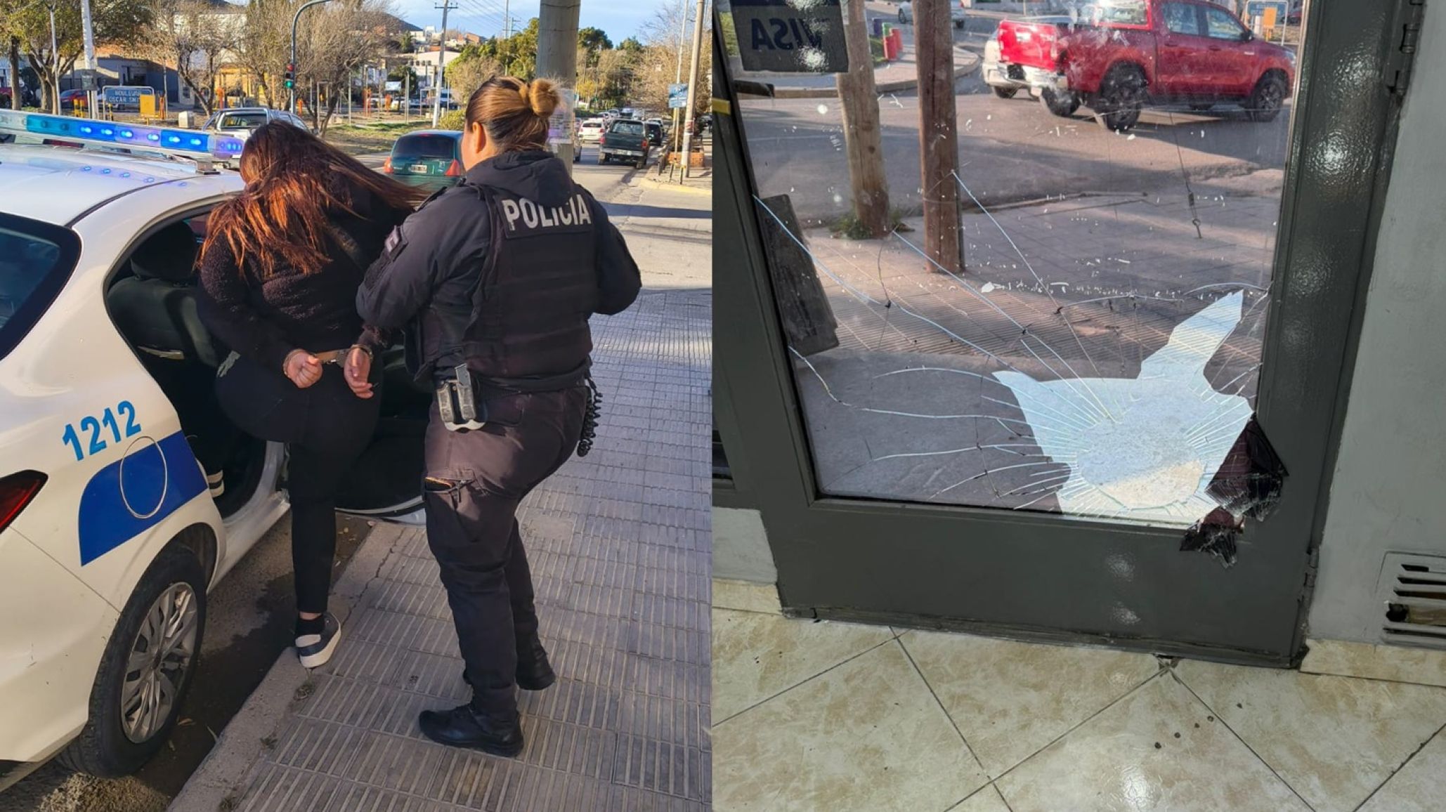 Furia y destrozos en una barbería céntrica: una joven pateó la vidriera, amenazó de muerte al dueño y terminó presa