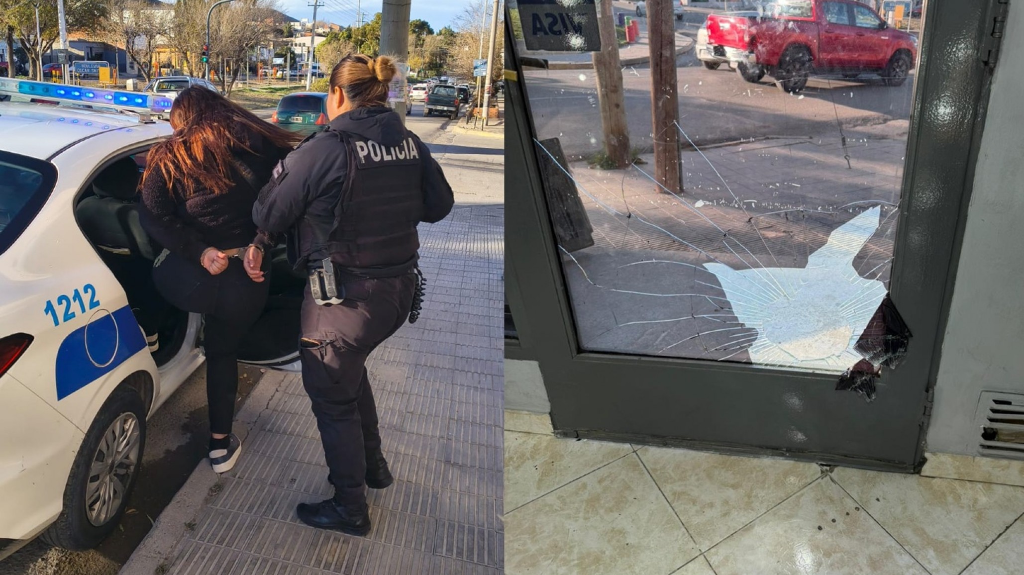Furia y destrozos en una barbería céntrica: una joven pateó la vidriera, amenazó de muerte al dueño y terminó presa