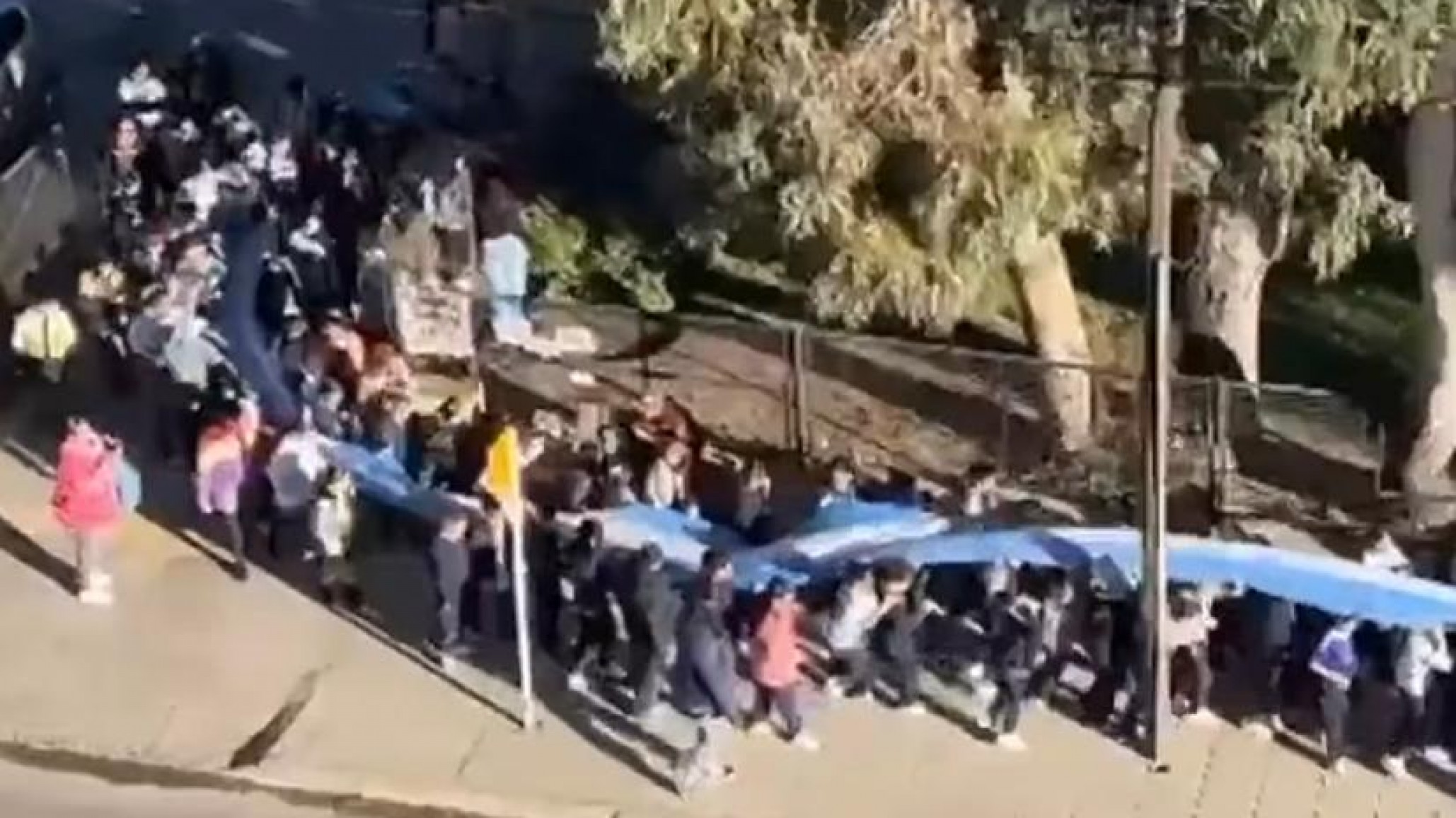 Una escuela de Comodoro desplegó una enorme bandera argentina en la previa del Mundial