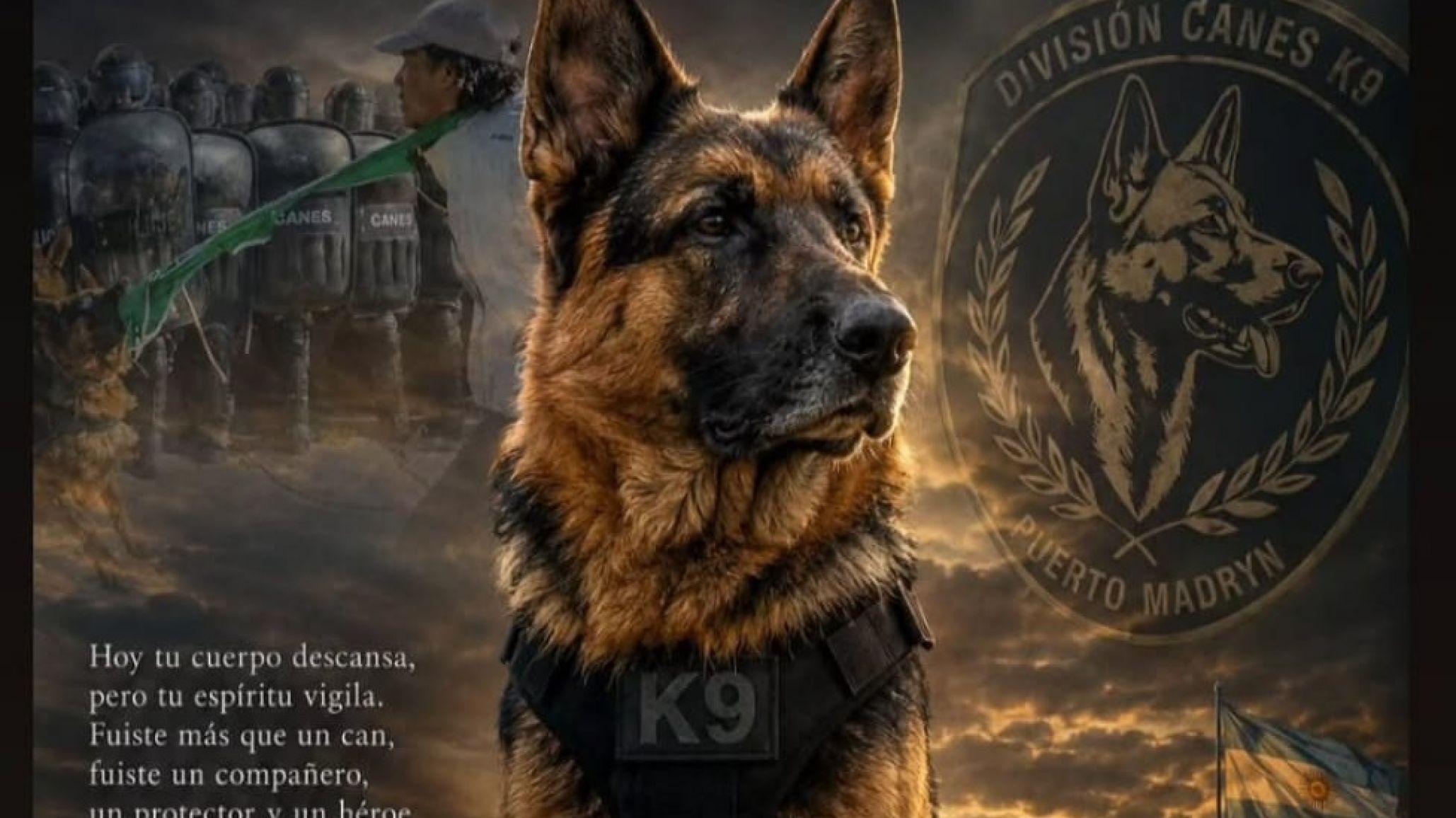 Chubut: despiden con honores a Athos, el "Centinela Eterno" de la fuerza provincial