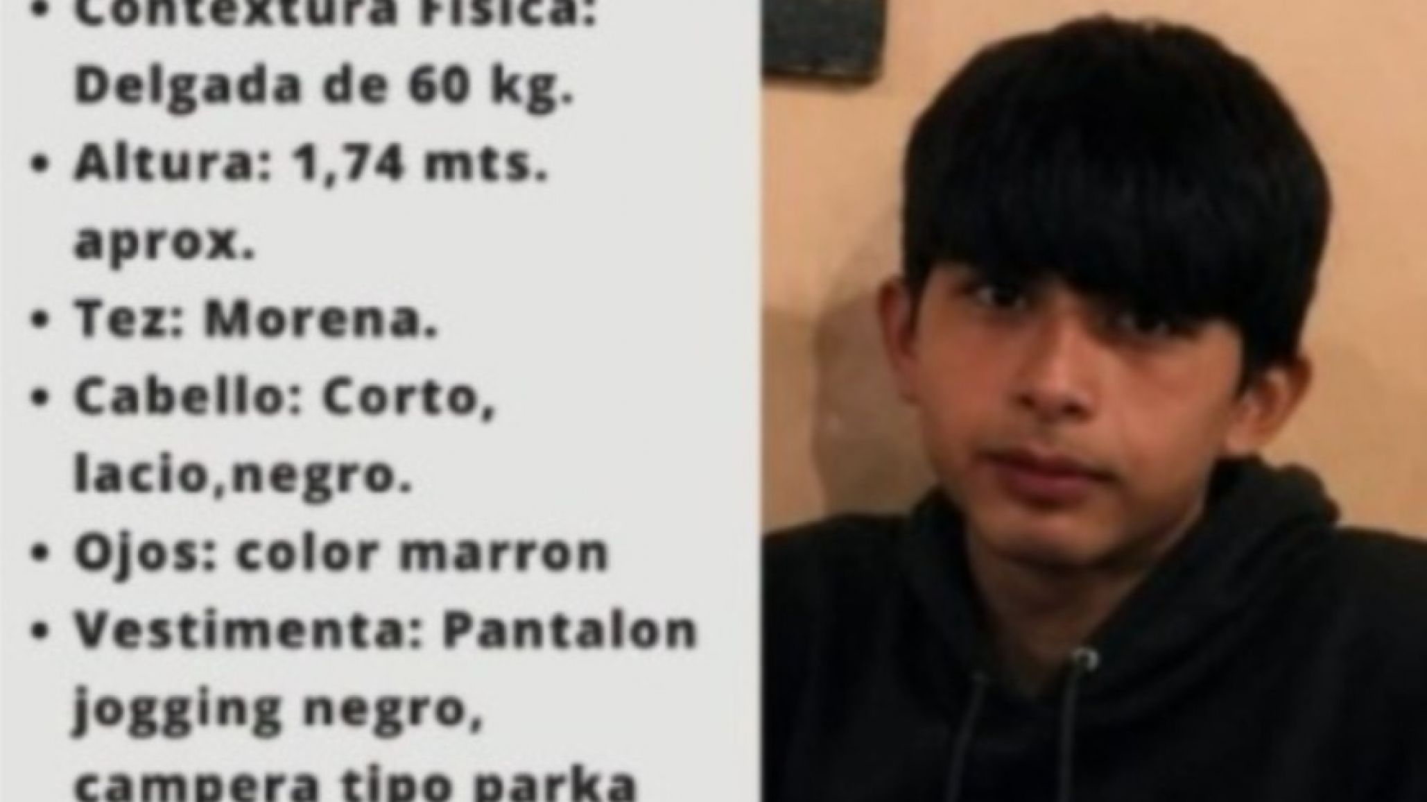 Buscan a un adolescente de 17 años en Comodoro: fue visto por última vez en el barrio Isidro Quiroga