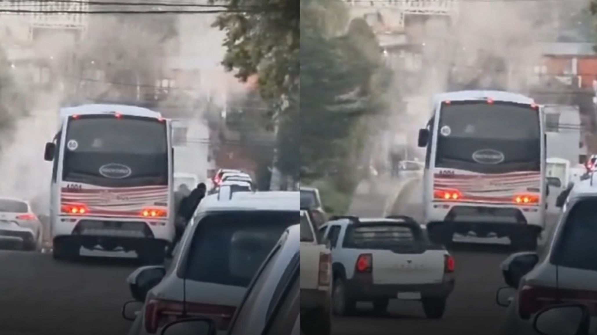 Un colectivo de SolBus sufrió una falla mecánica y echó humo en plena marcha