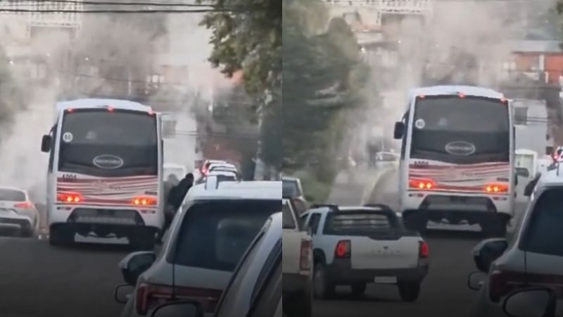 Un colectivo de SolBus sufrió una falla mecánica y echó humo en plena marcha