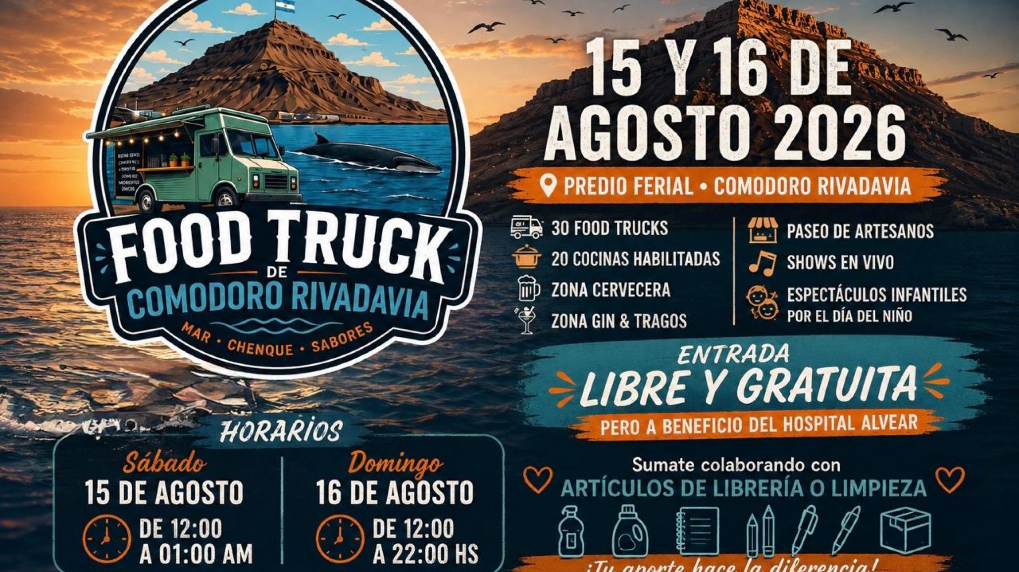 Llega la 1era. Edición del evento Comodoro FoodTruck desafiando al invierno dentro del Predio Ferial