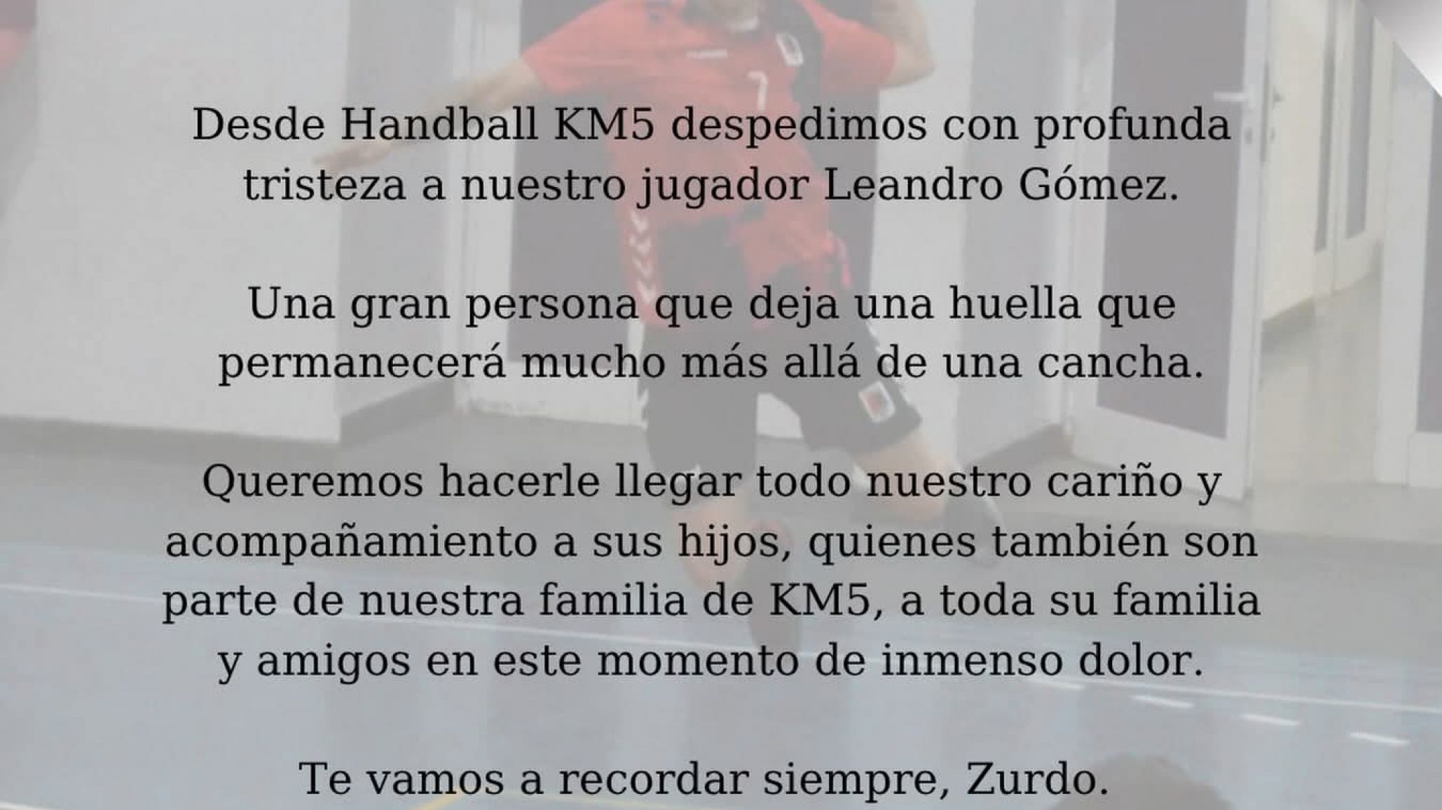 Dolor en Comodoro por la muerte de Leandro Gómez: el emotivo adiós de Handball KM5